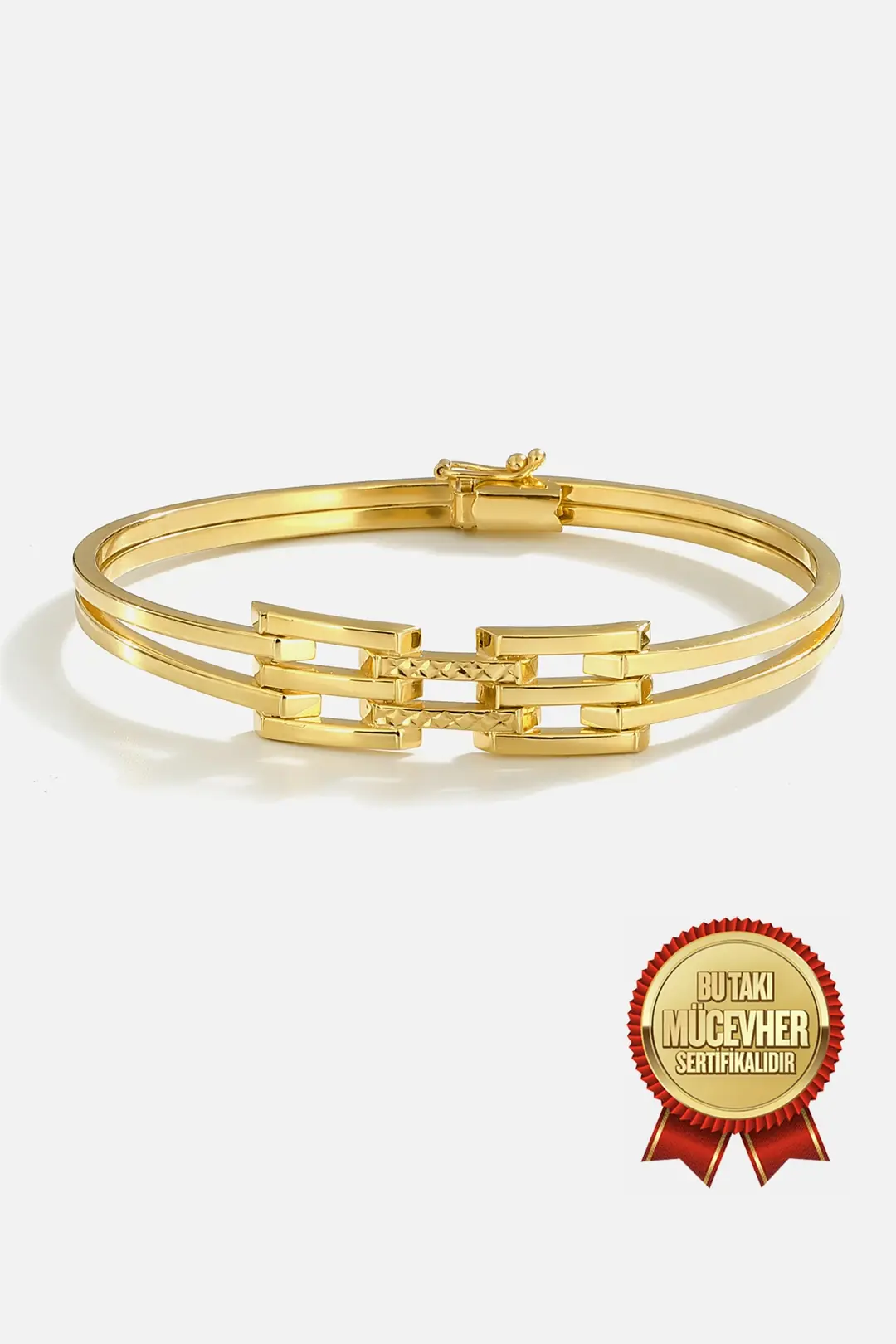 Mikron Gold Plated Silver Kaburga Cuff