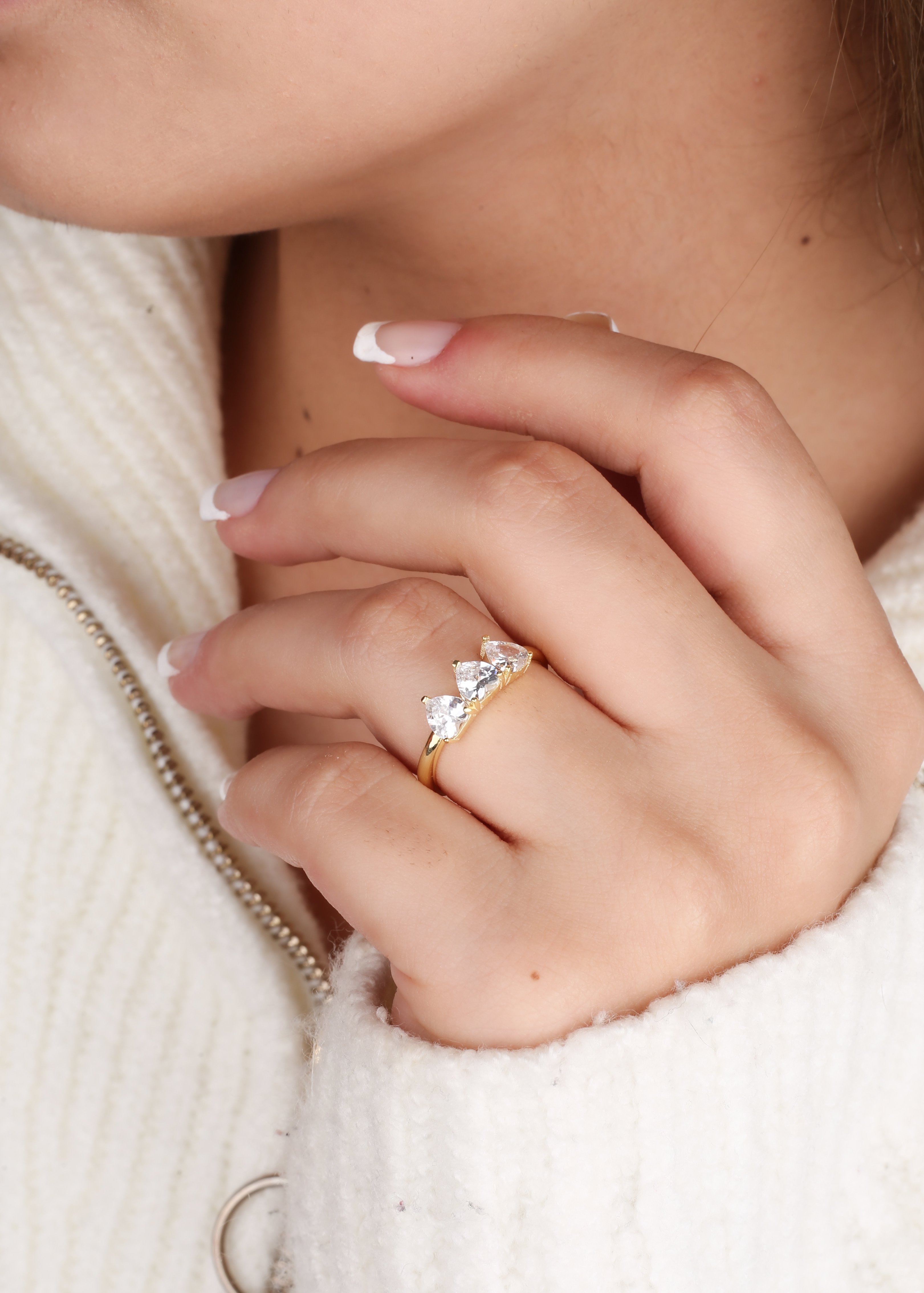 Silver Ring with Zircon Stone Heart