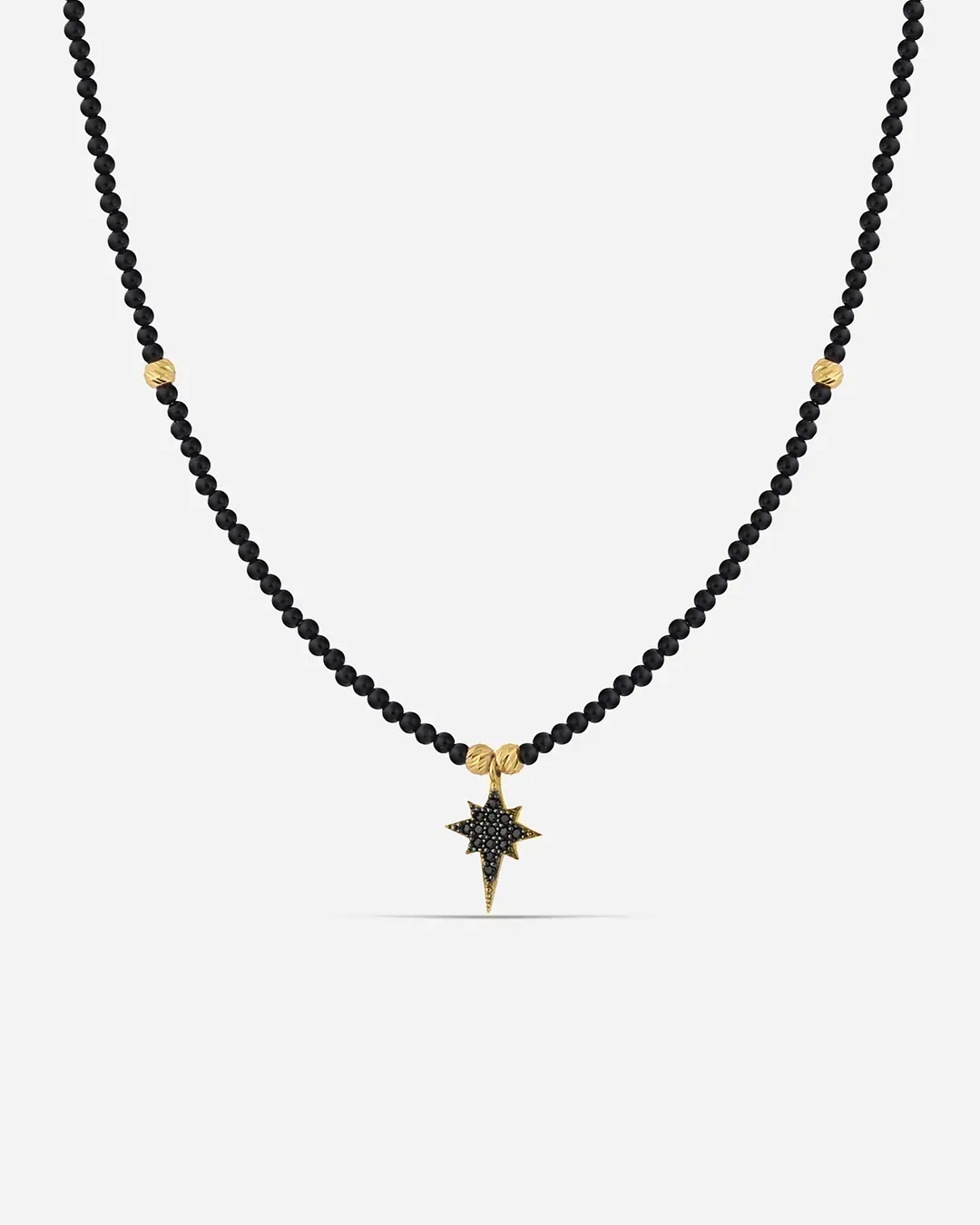 Onyx Stone-set Silver Polar Star Necklace