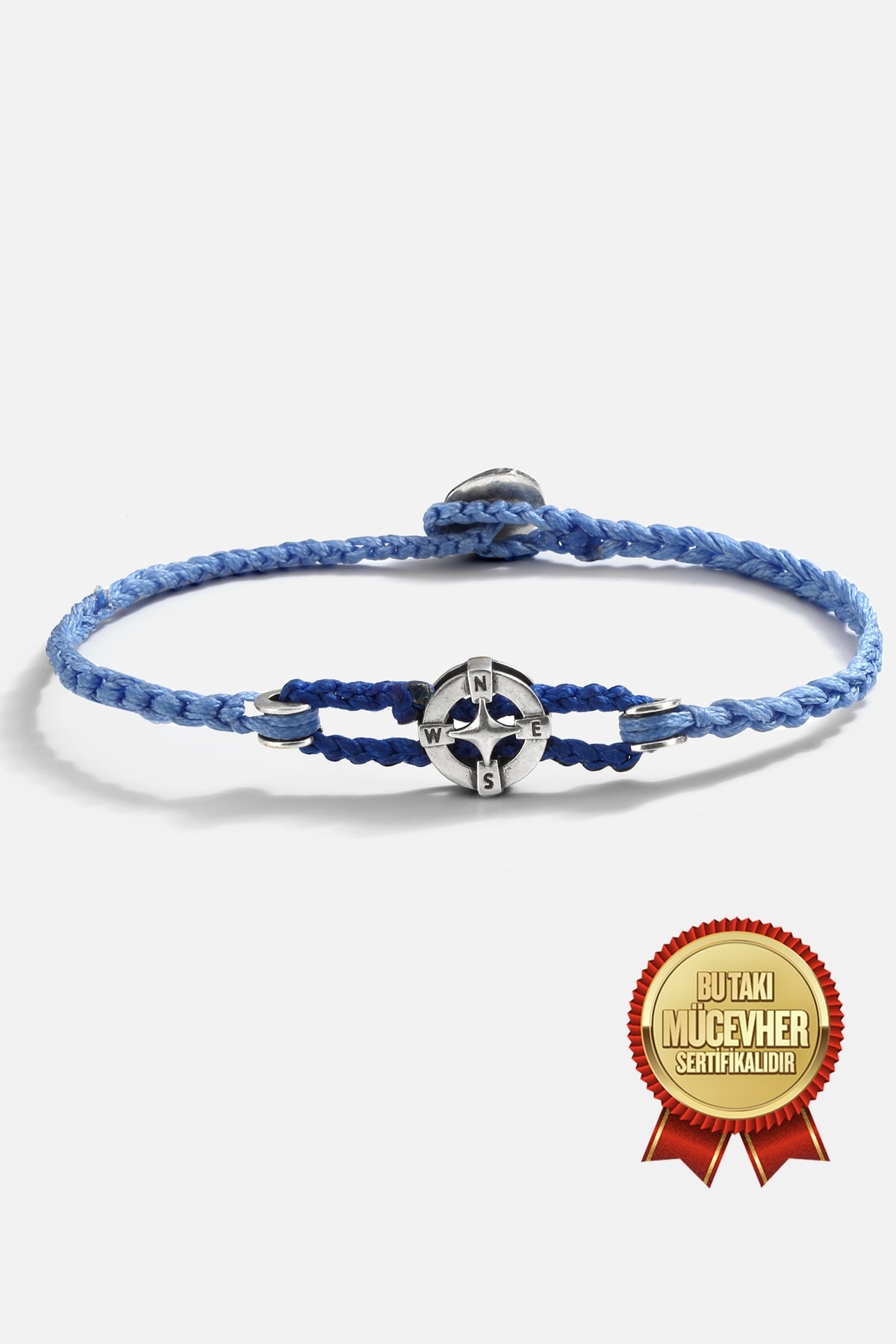 Gümüş Pusula Erkek Bilekliği