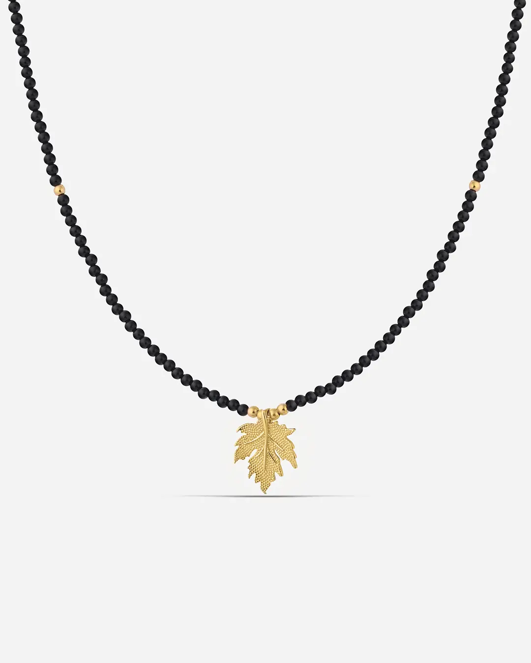 Onyx Stone-set Silver Çınar Yaprağı Necklace