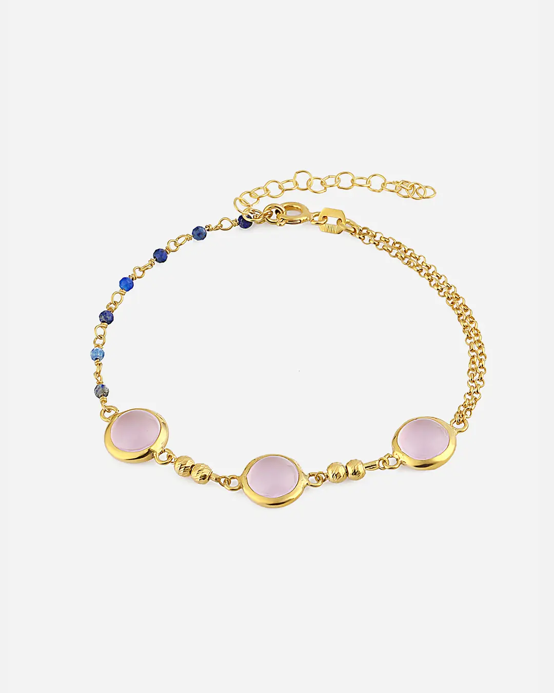 Pink Quartz Stone-set Silver Bracelet
