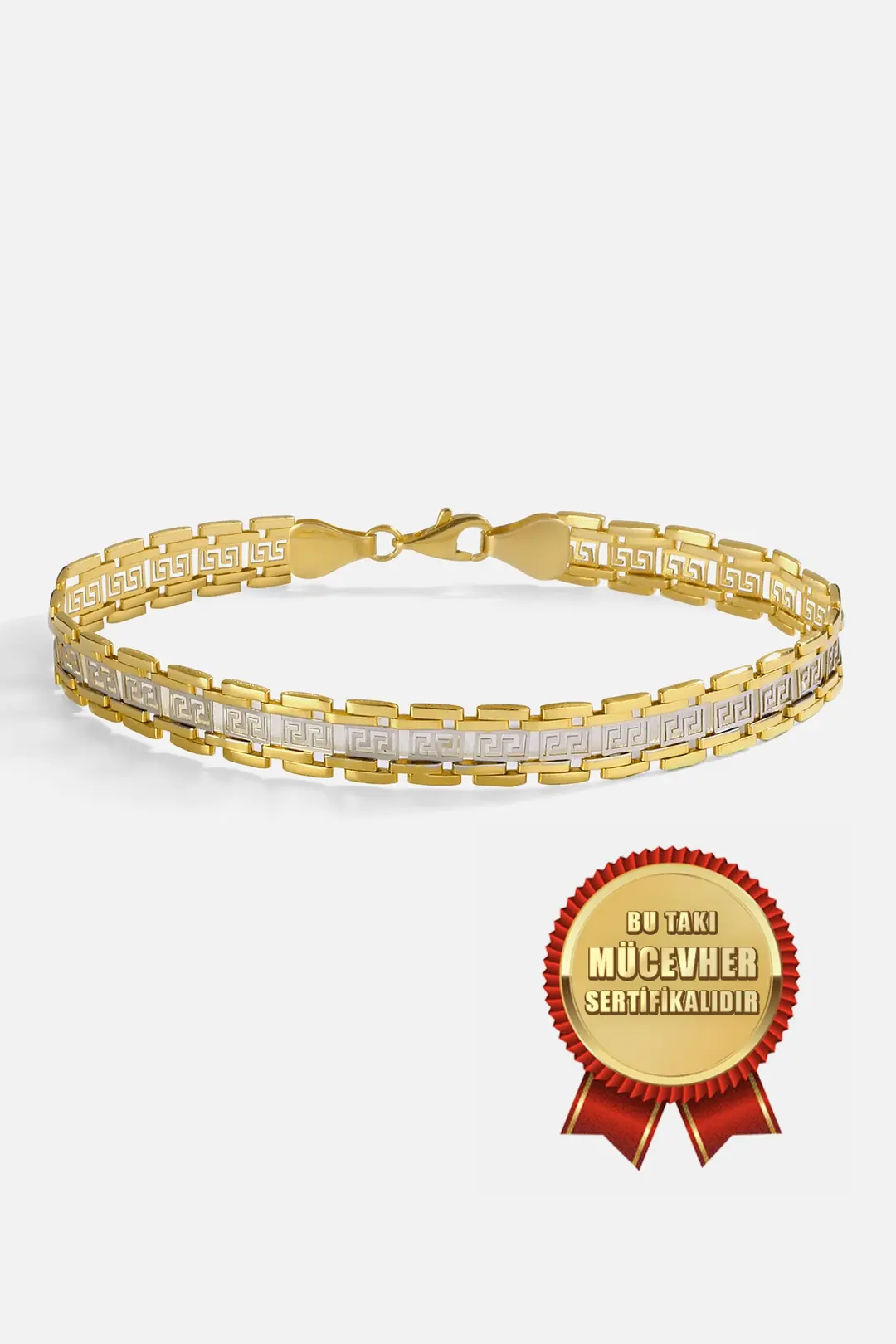 Mikron Gold Plated 925 K Silver Grek Bracelet