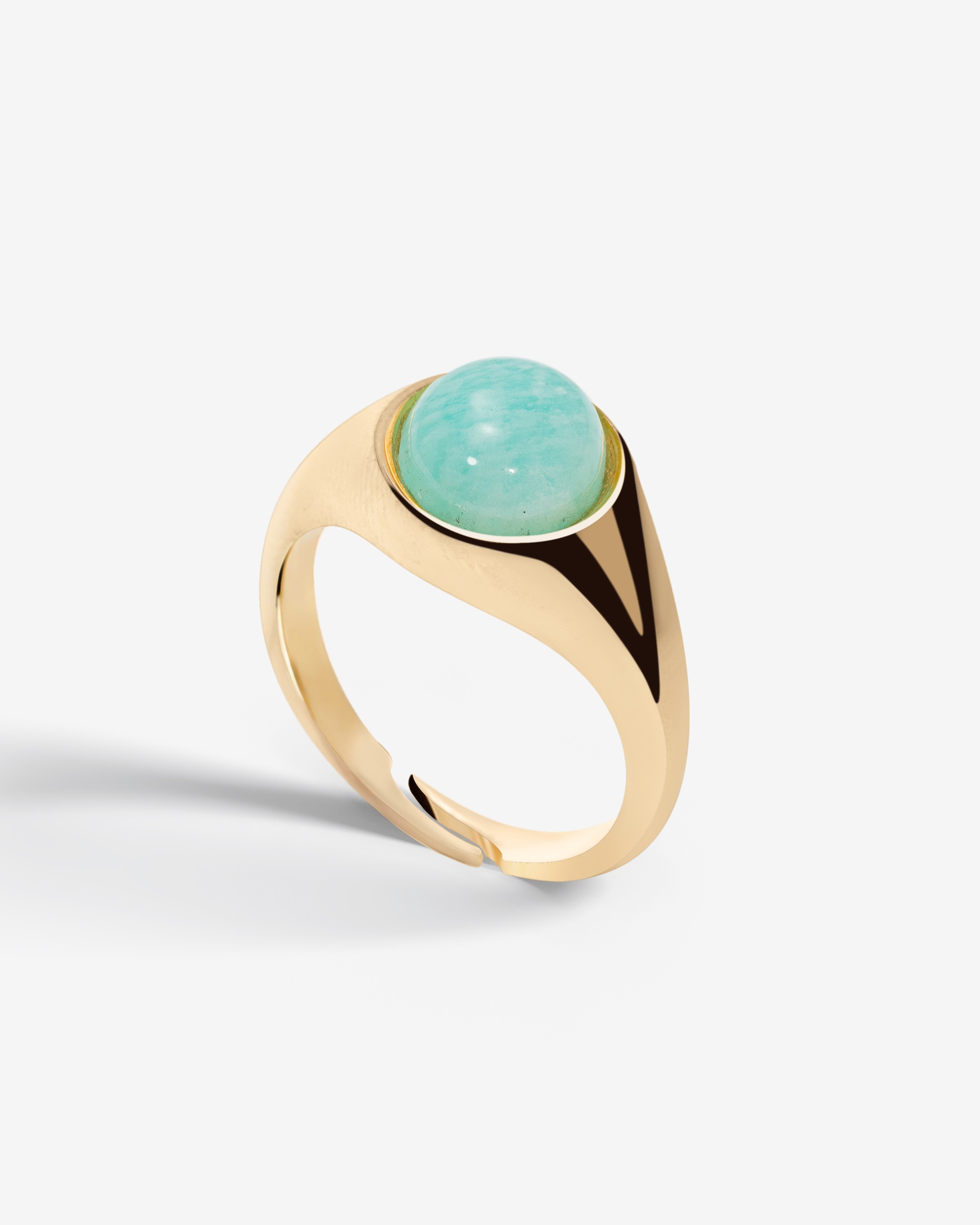 Silver Calypso Ring with Amazonite Stone - Gold