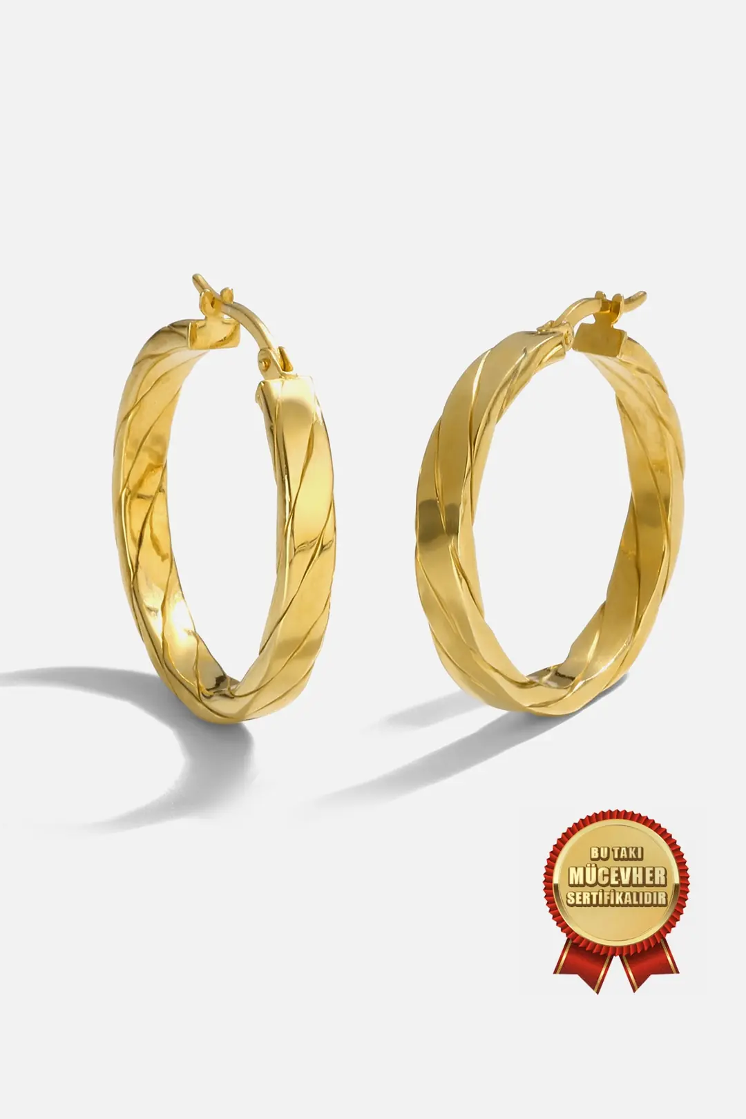 Mikron Gold Plated 925 K Silver Hoop Earrings