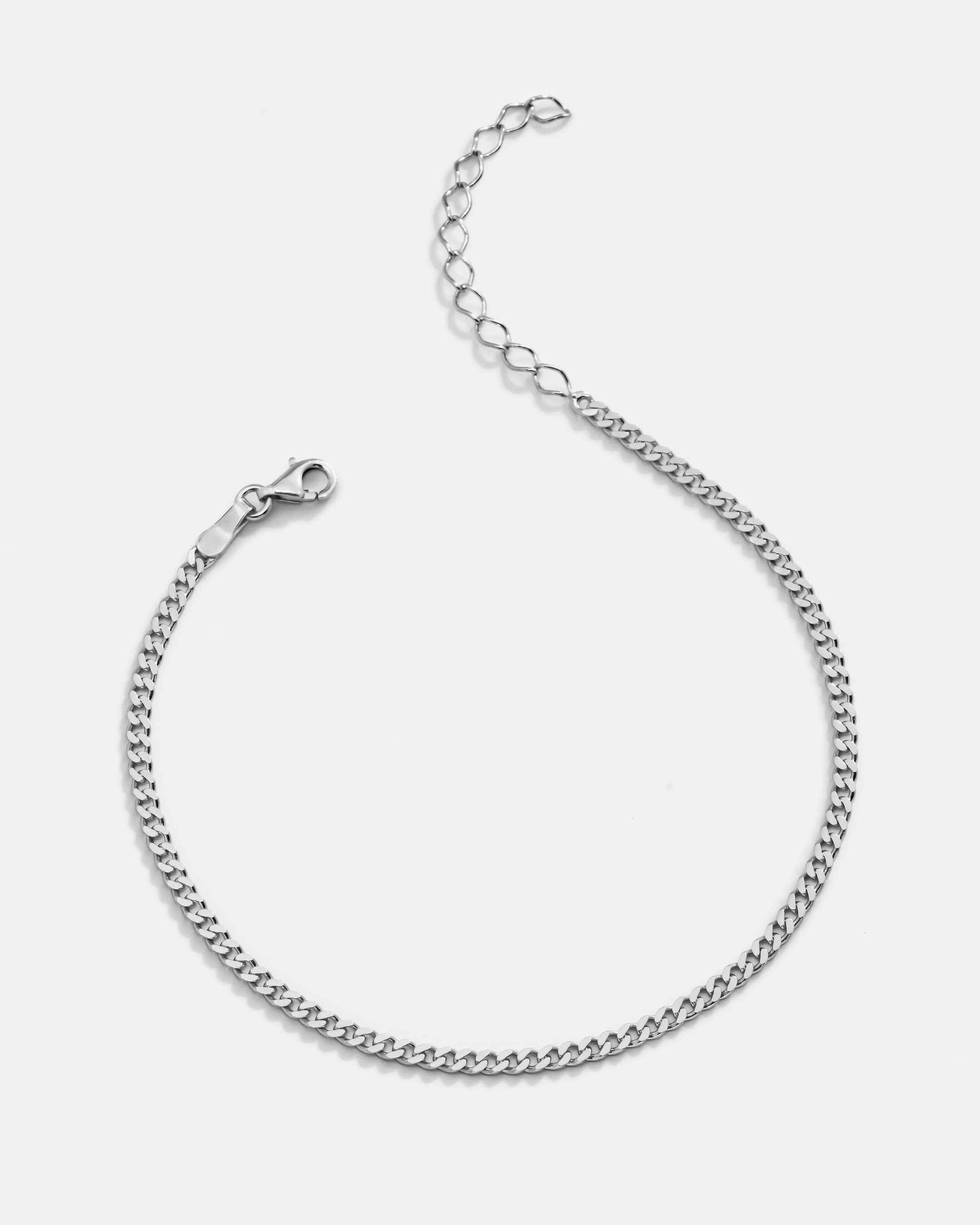 Silver Gurmet Anklet - White Gold