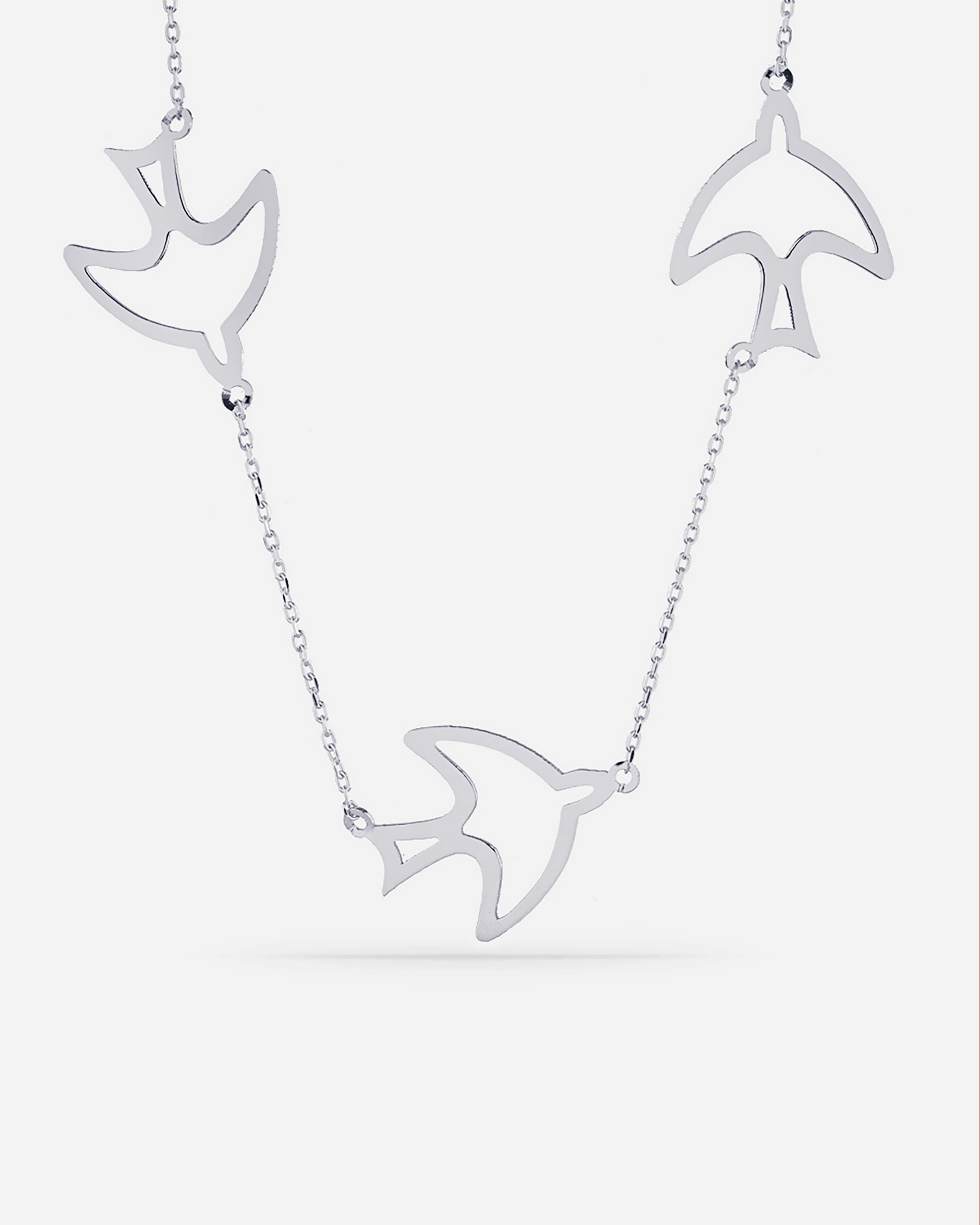 Silver Swallow Necklace - White Gold