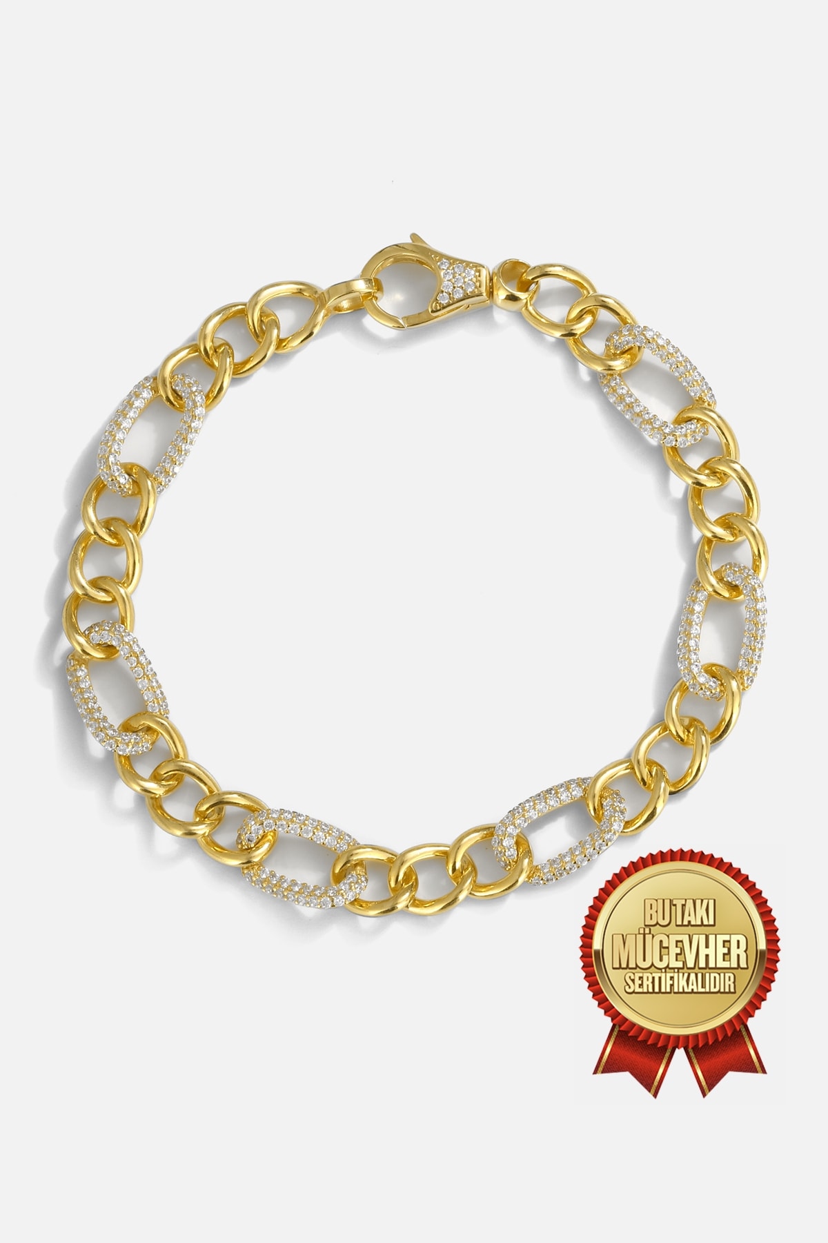 Mikron Altın Kaplama Gümüş Figaro Bileklik - Mikron Altın