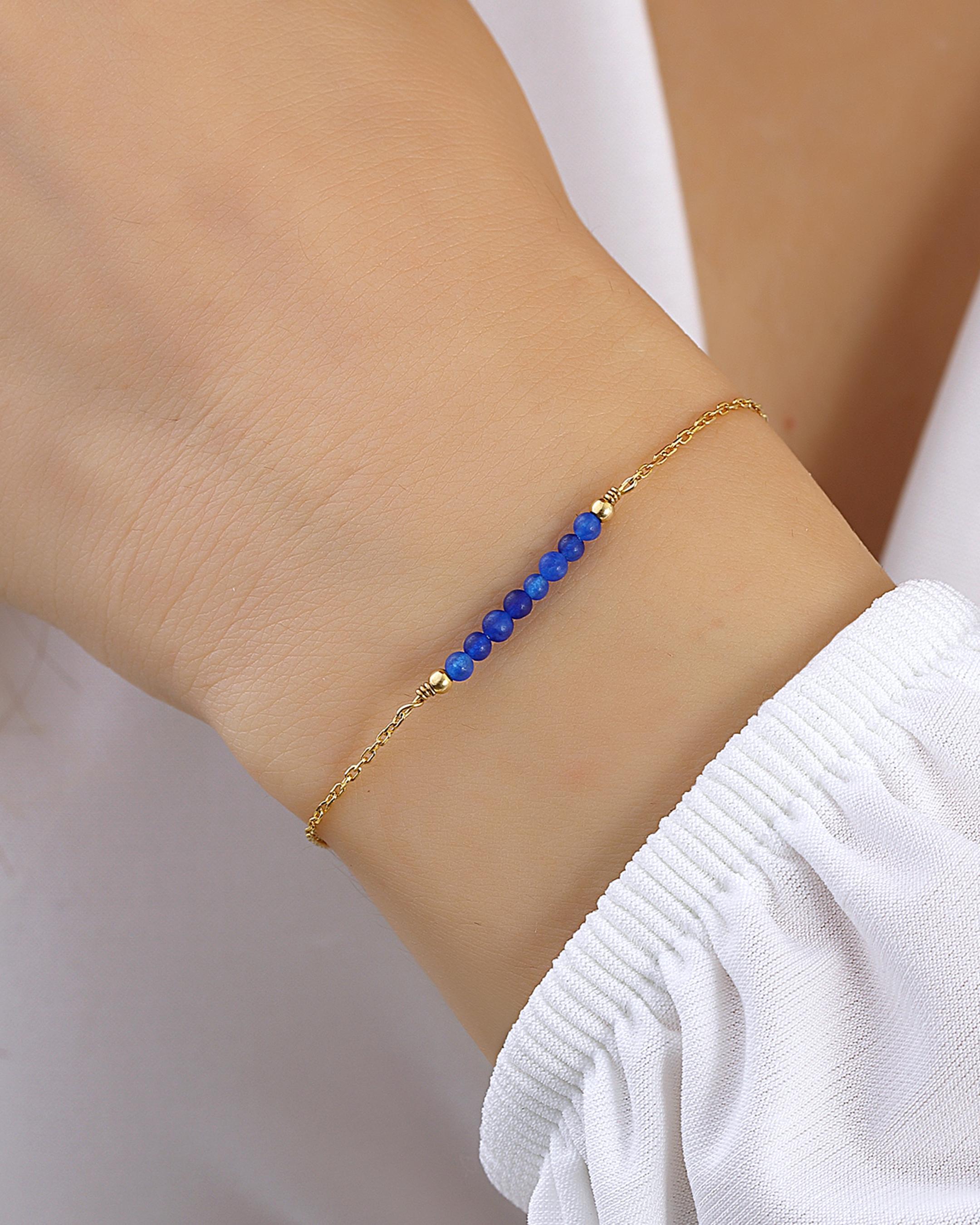 Lapis Stone Silver Bracelet