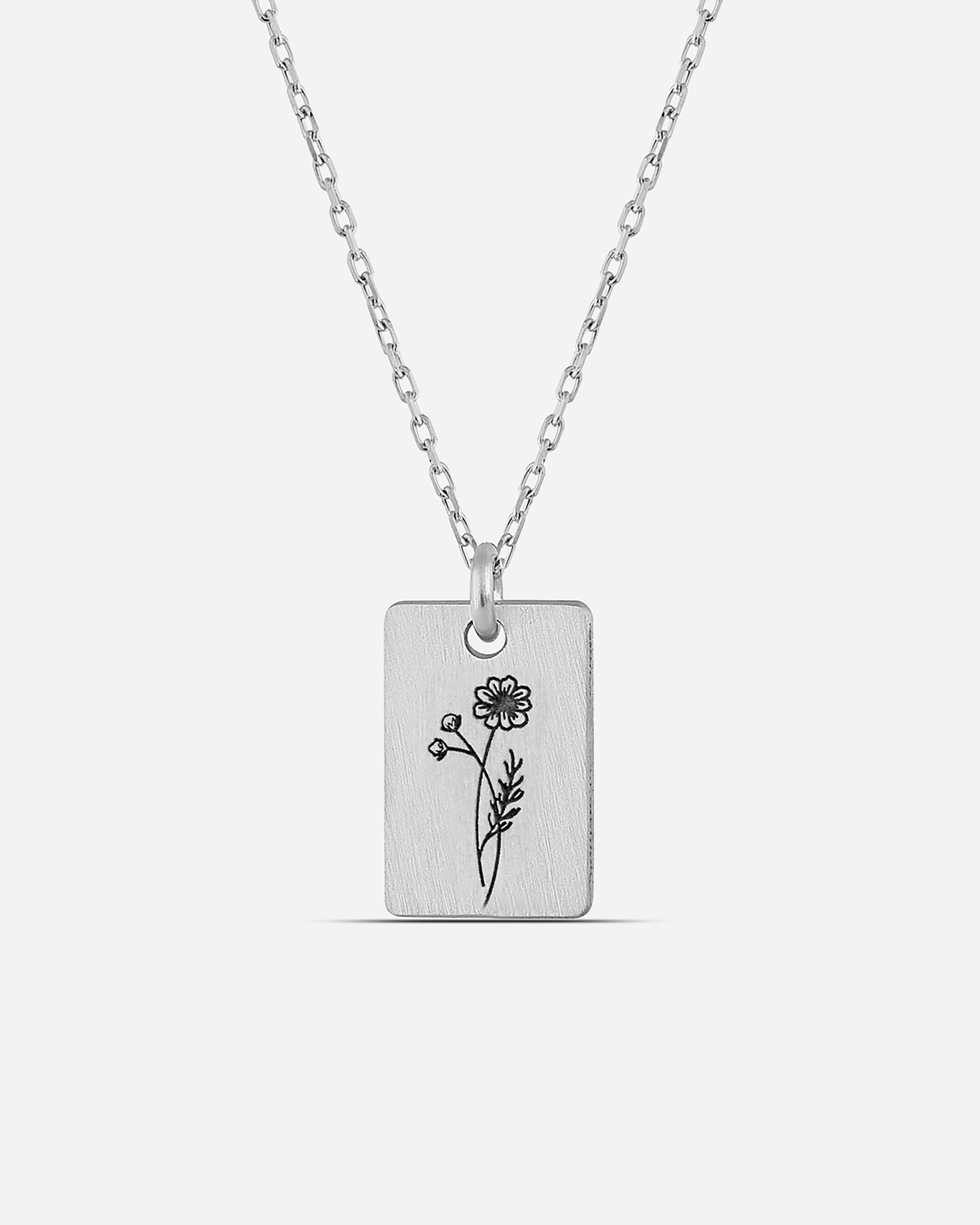 Silver October Birth Flower Marigold Necklace - White Gold