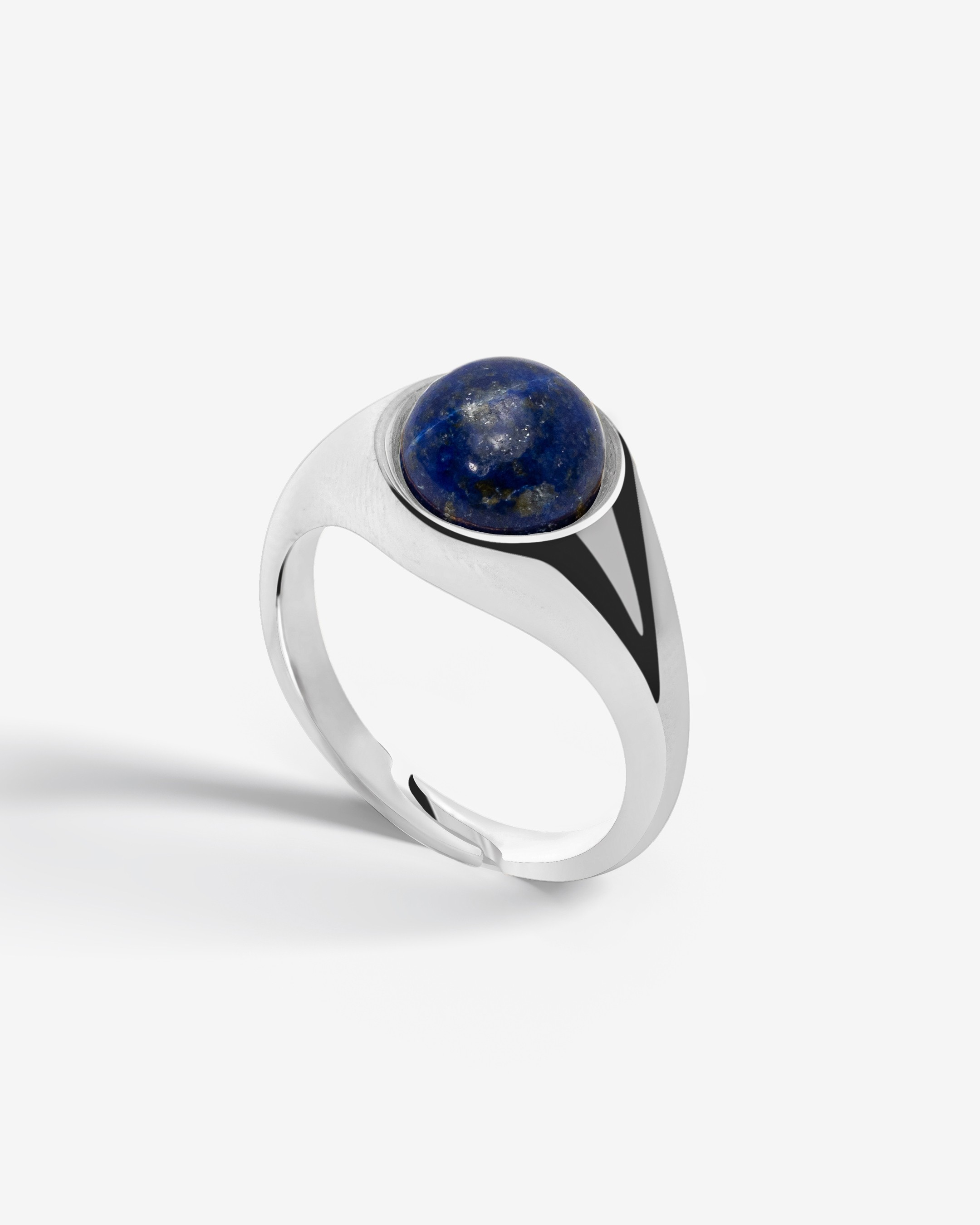 Lapis Stone Silver Calypso Ring - White Gold