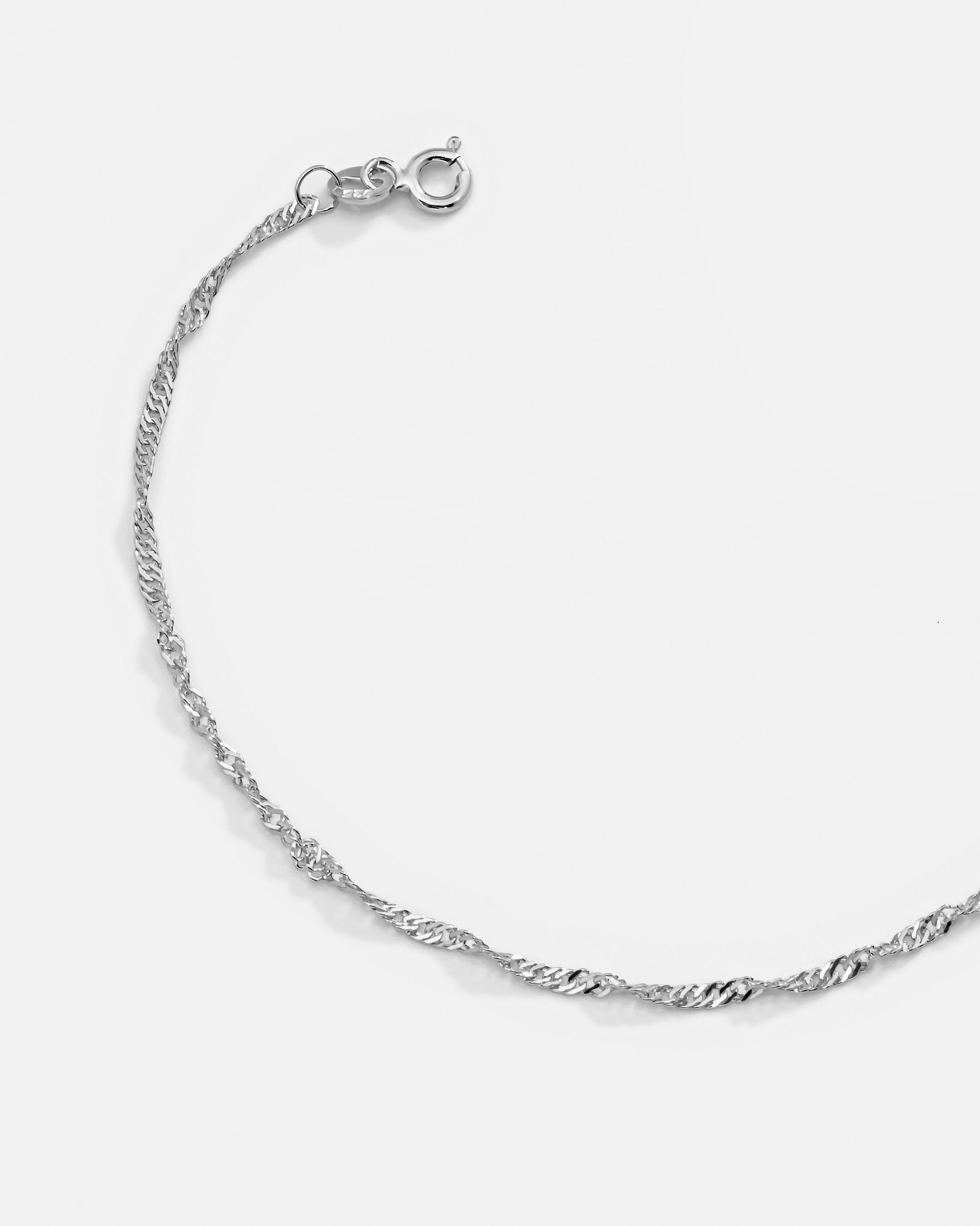 Bracelet de cheville Singapour en argent - Or blanc