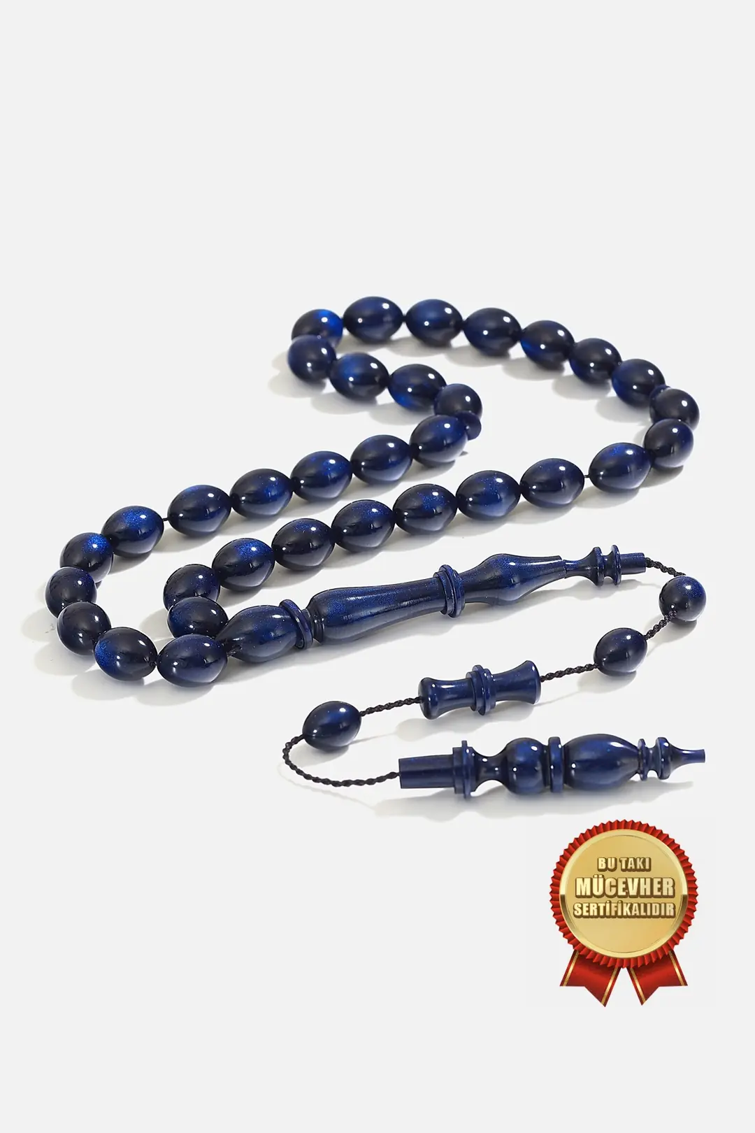 Elips Navy Katalin Stone-set Prayer Beads Handcrafted Natural Tasselled Men's Prayer Beads
