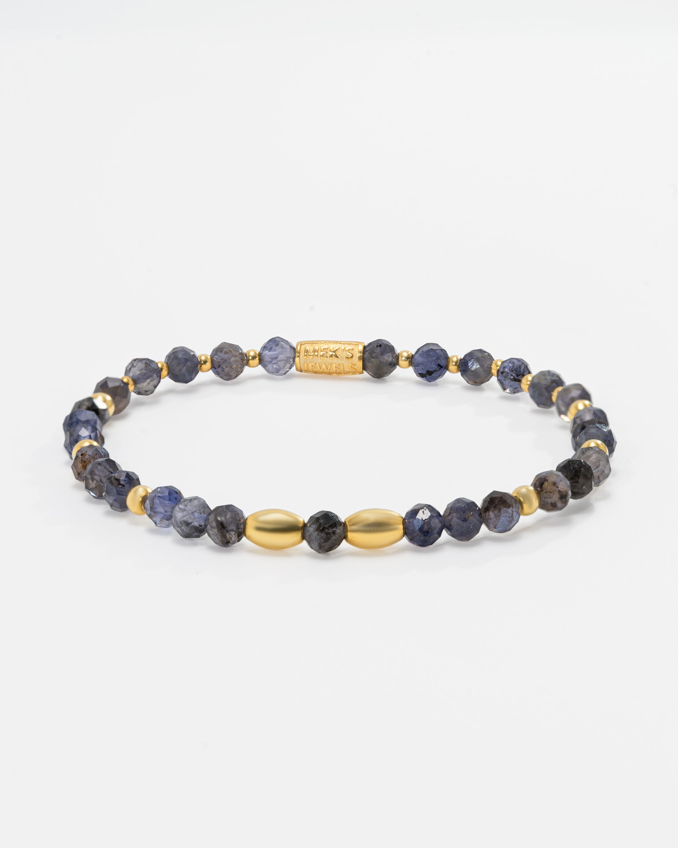 13.35 Carat Silver Bracelet with Natural Iyolite Stone - Gold