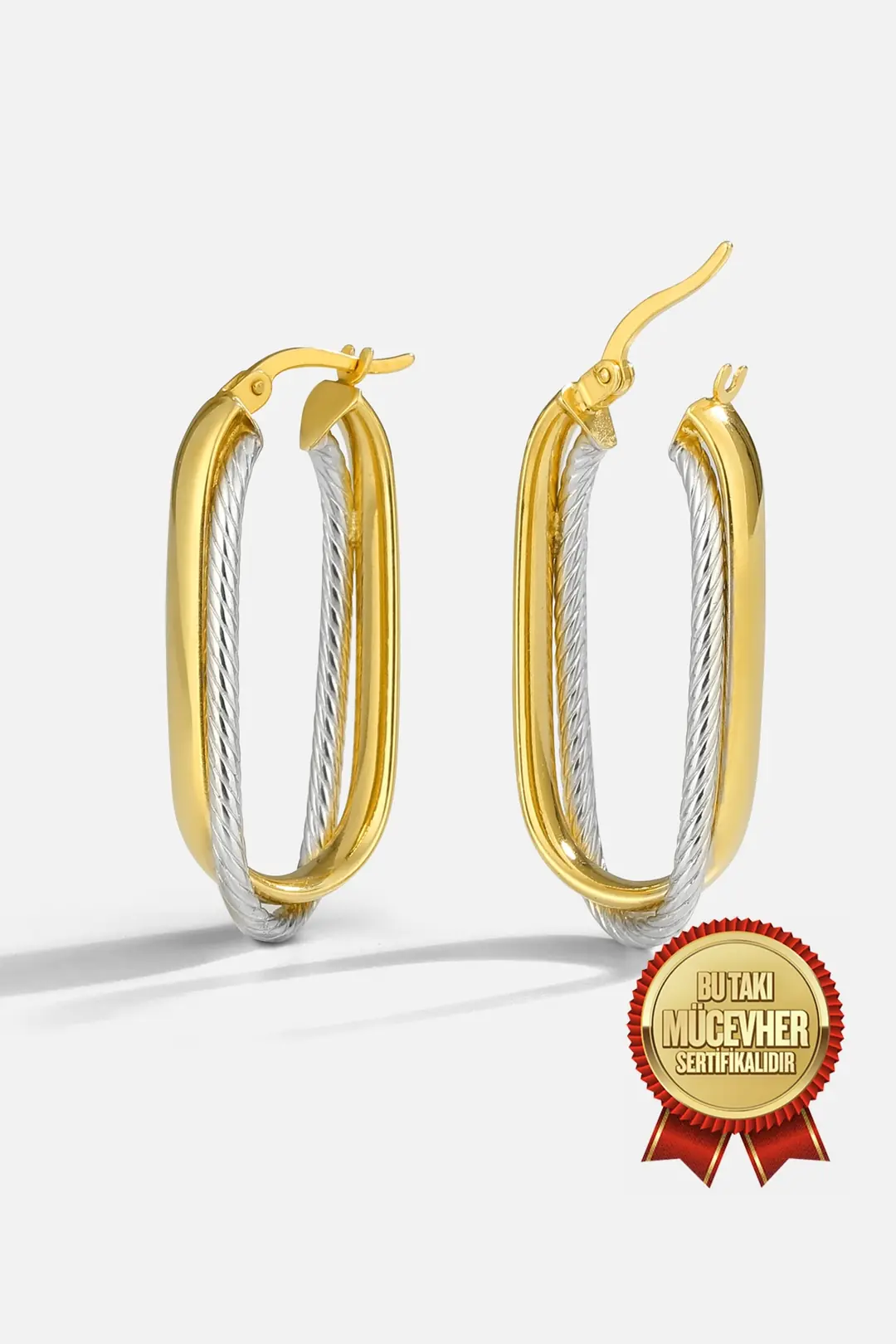 Mikron Gold Plated Design Silver Earrings