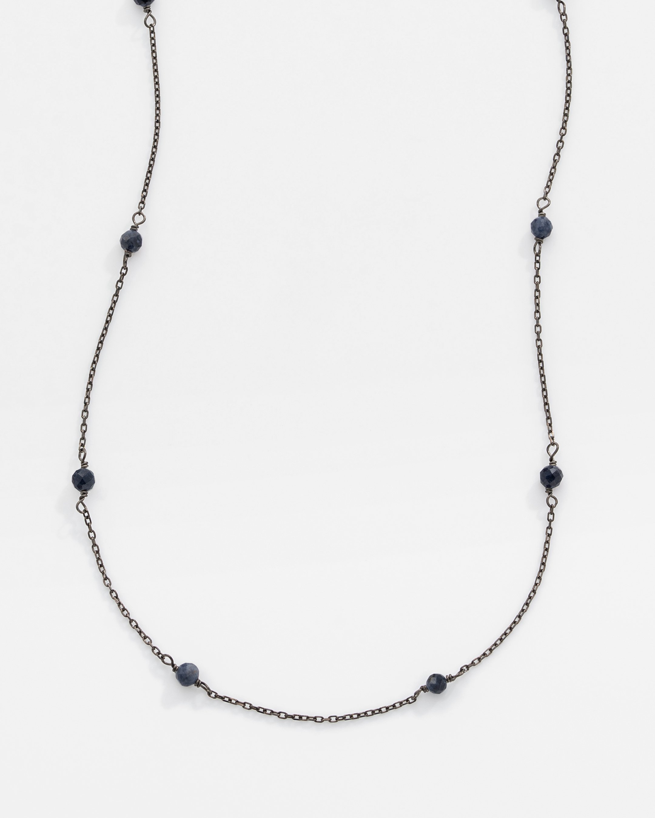 3.3 Carat Sapphire Silver Necklace - Black Lapping