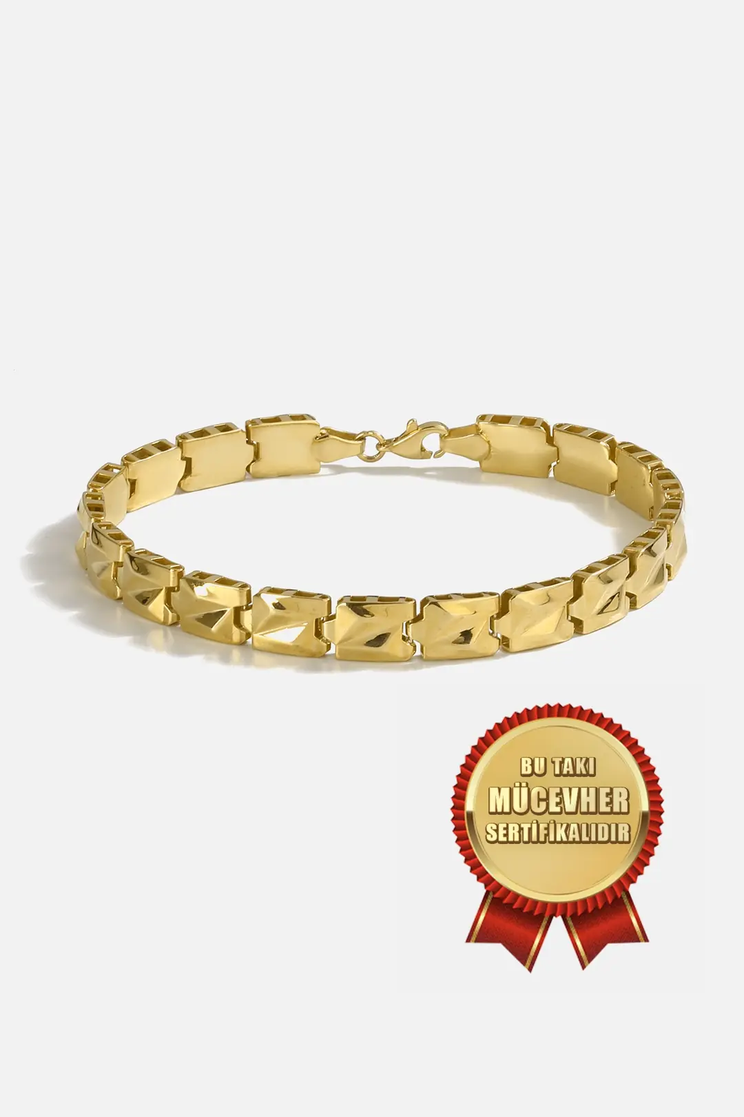 Mikron Gold Plated 925 K Silver Bakla Bracelet