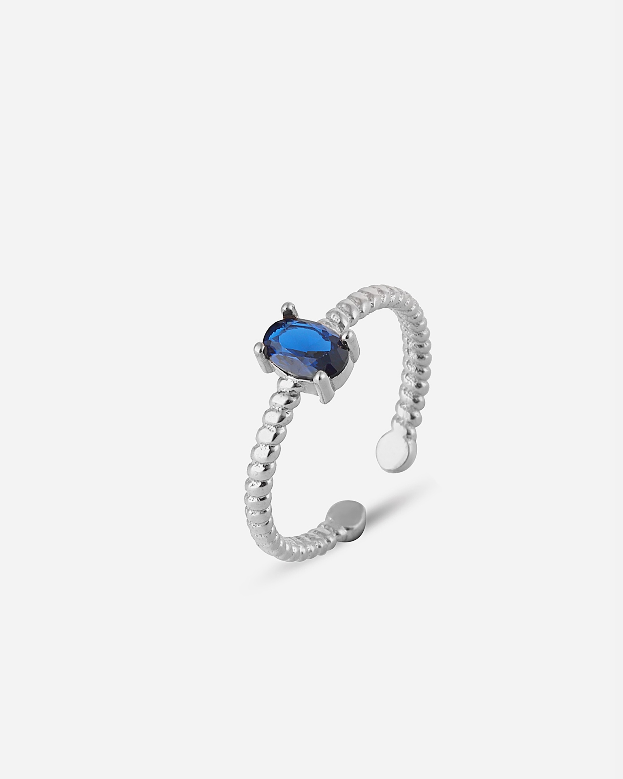 Silver Ring with Ellipse Sapphire Stone