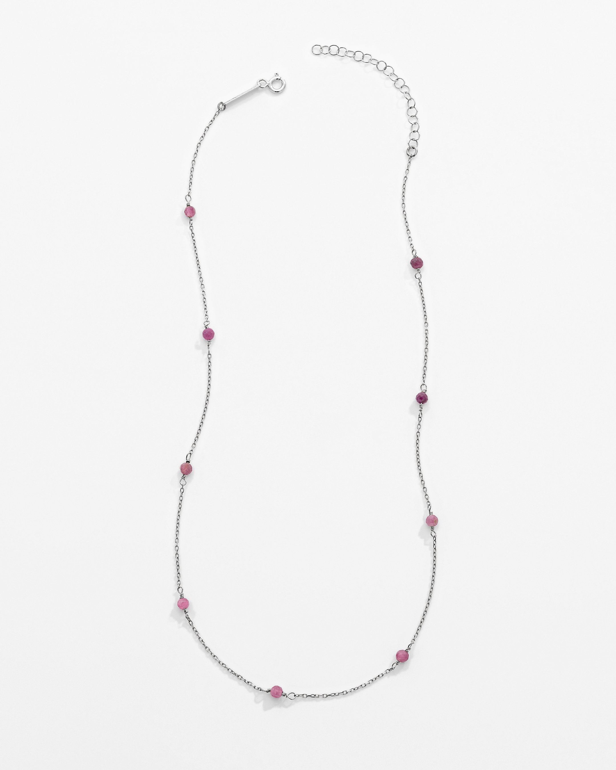 Collier en argent de 1,7 carat de tourmaline rose - Or blanc