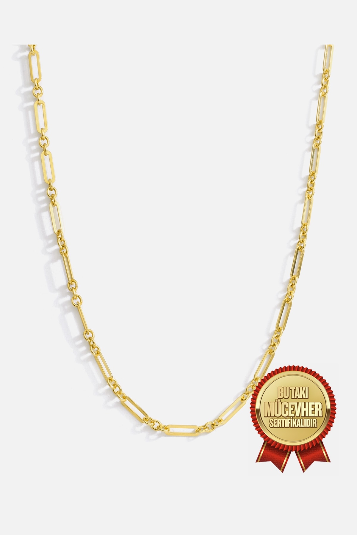 Mikron Altın Kaplama Gümüş Çift Sıra Ataç Kolye