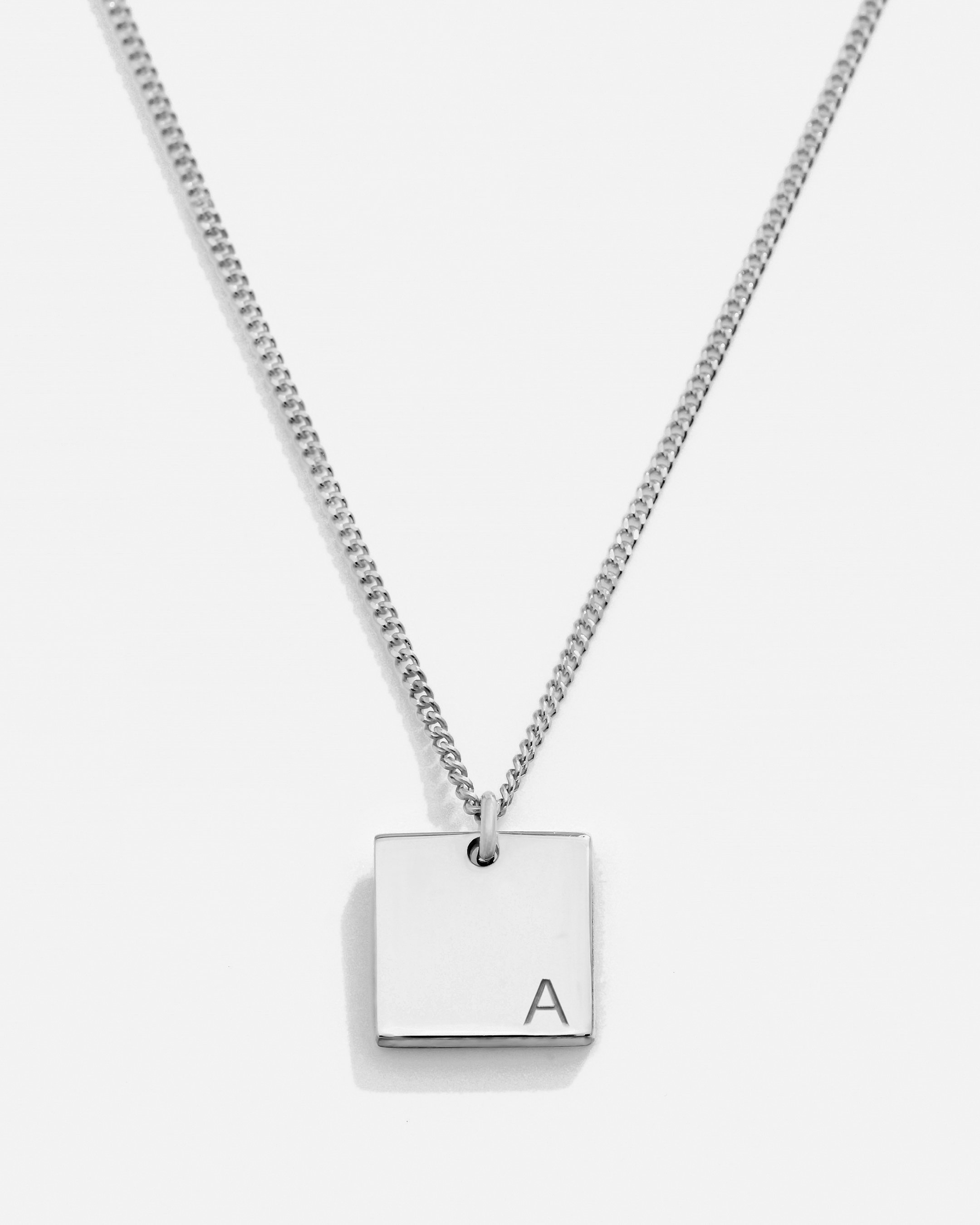 Silver Letter Necklace - White Gold