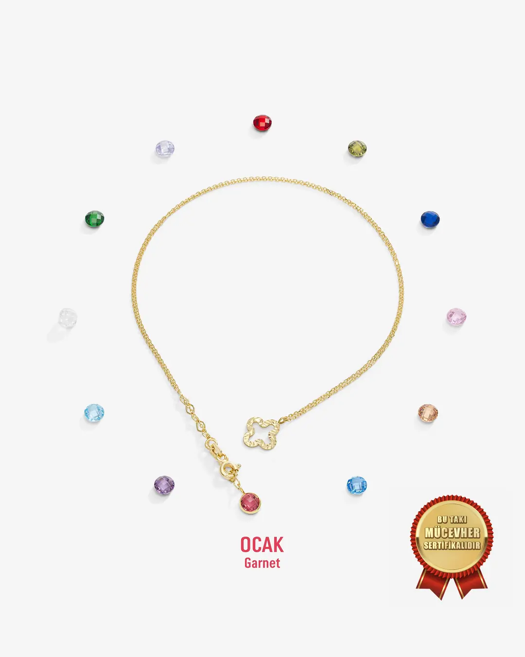 14 K Gold Clover Birth Stone Necklace