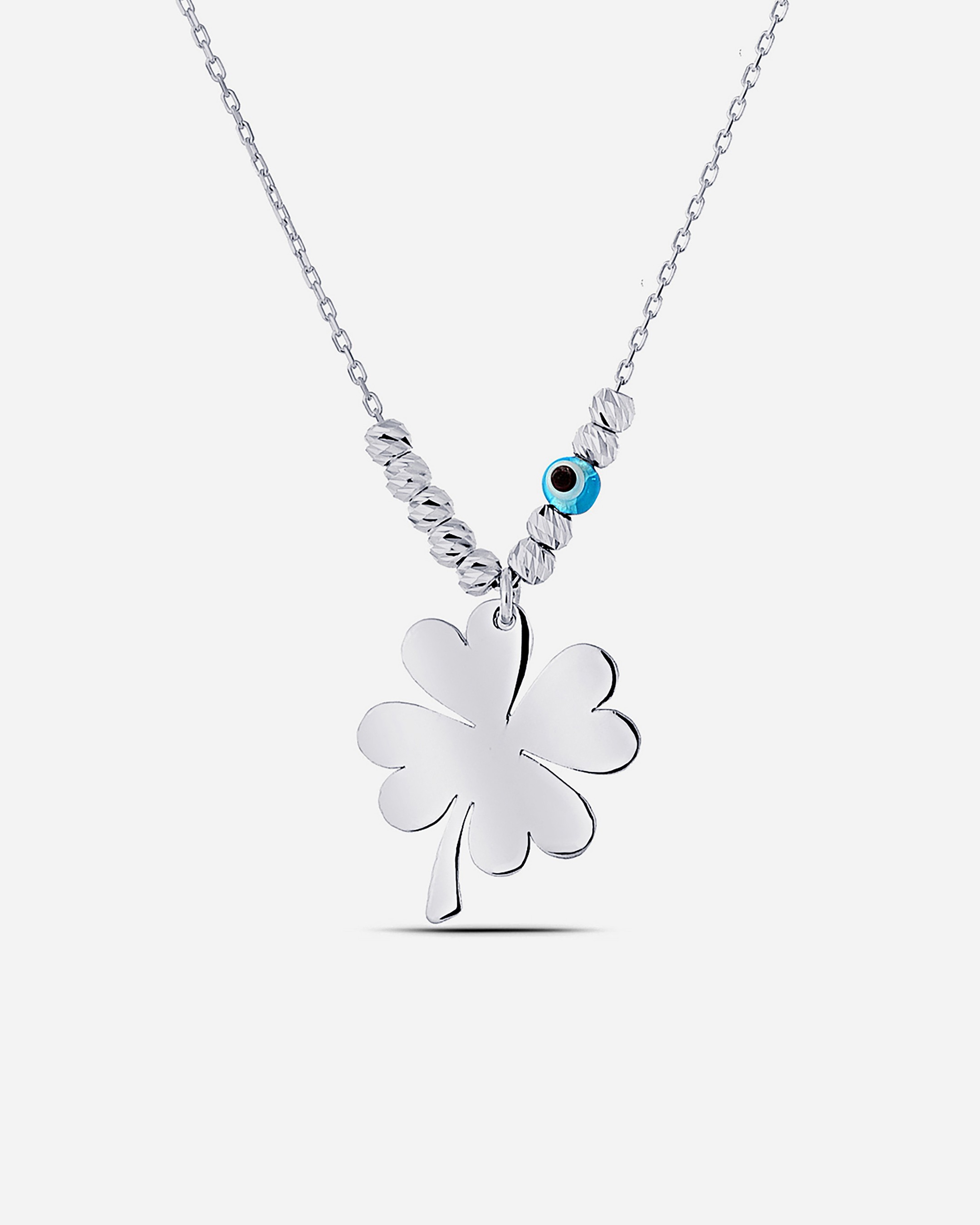 Silver Clover Necklace - White Gold