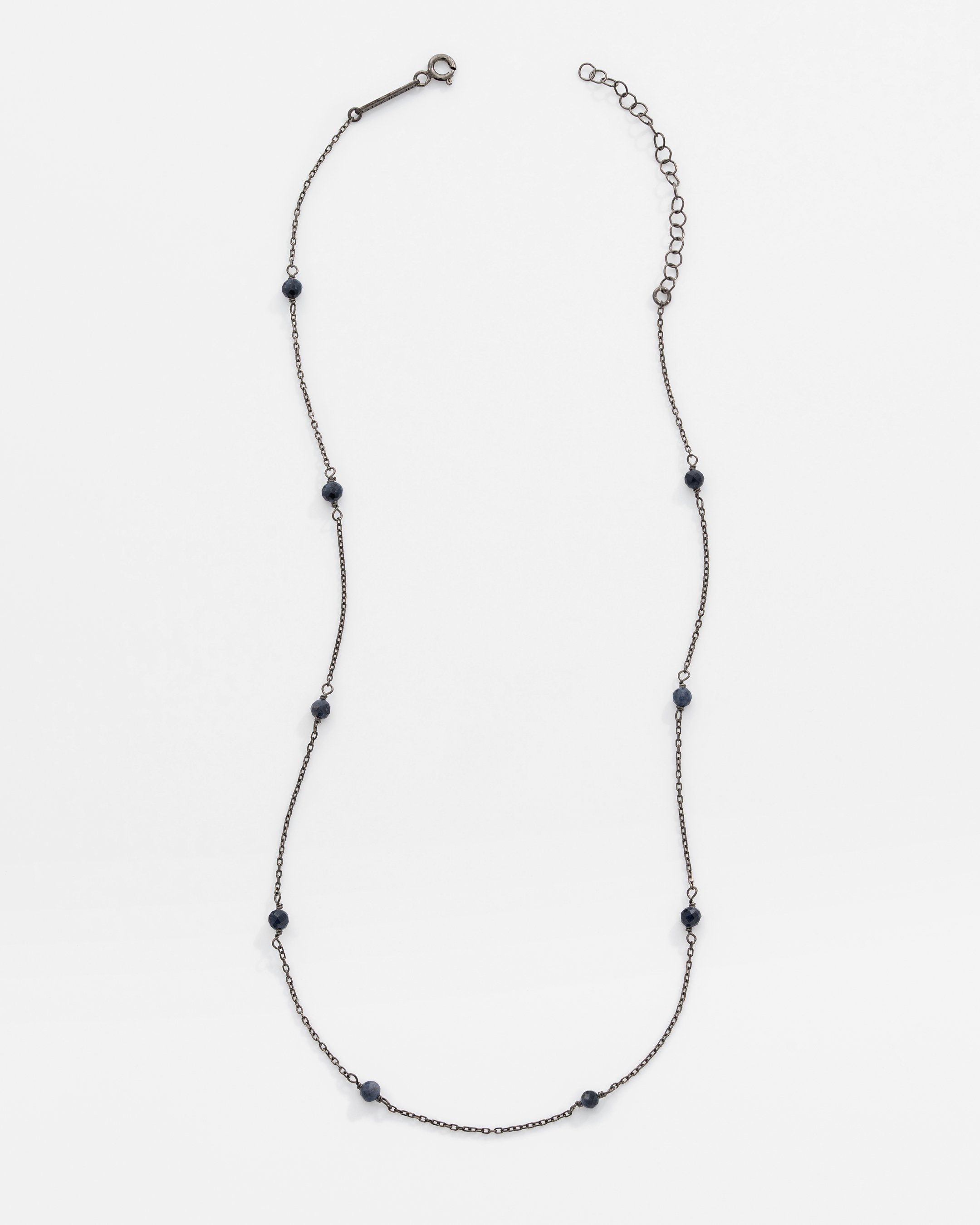 3.3 Carat Sapphire Silver Necklace - Black Lapping