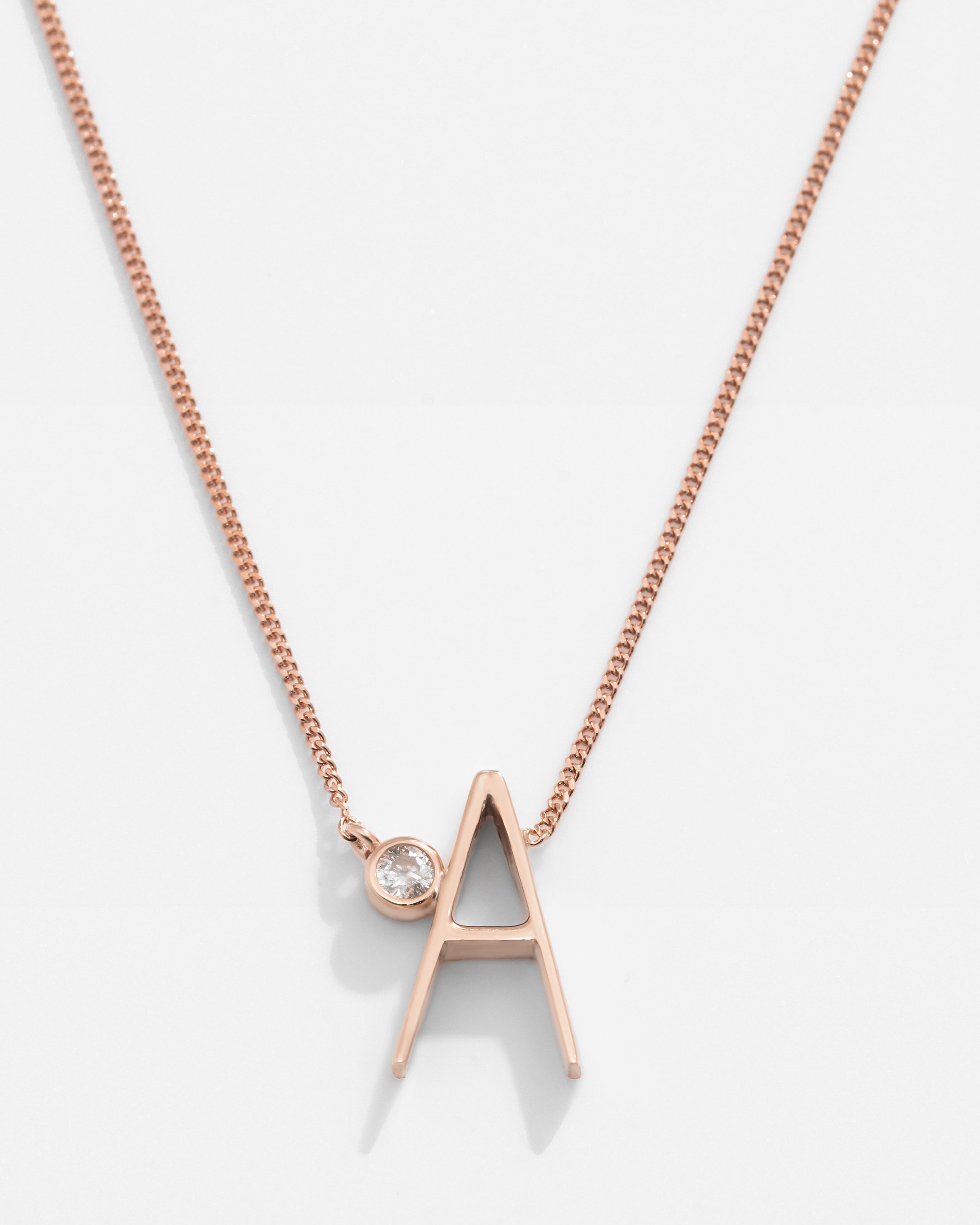 Silver Letter Necklace - Rose Gold