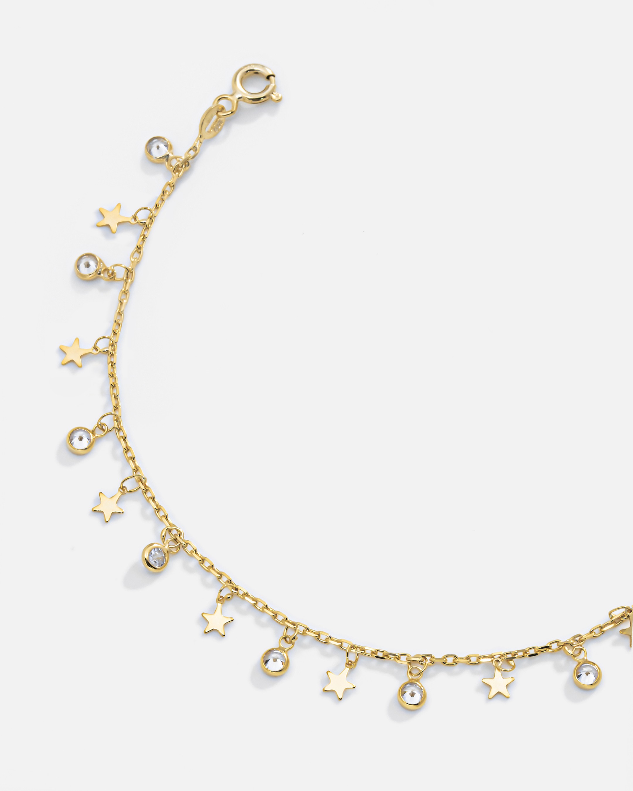 Silver Star Anklet - Gold