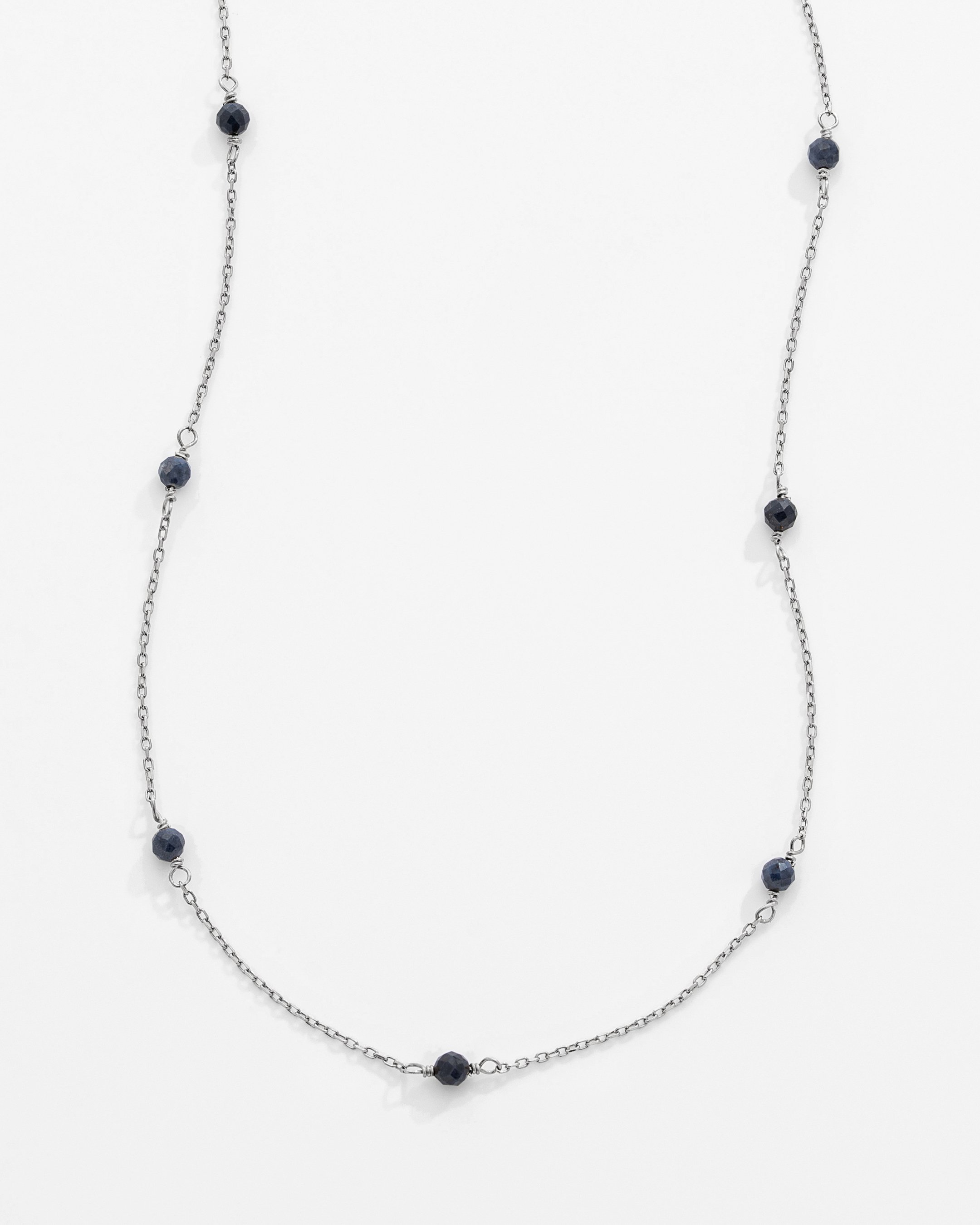 3.3 Carat Sapphire Silver Necklace - White Gold