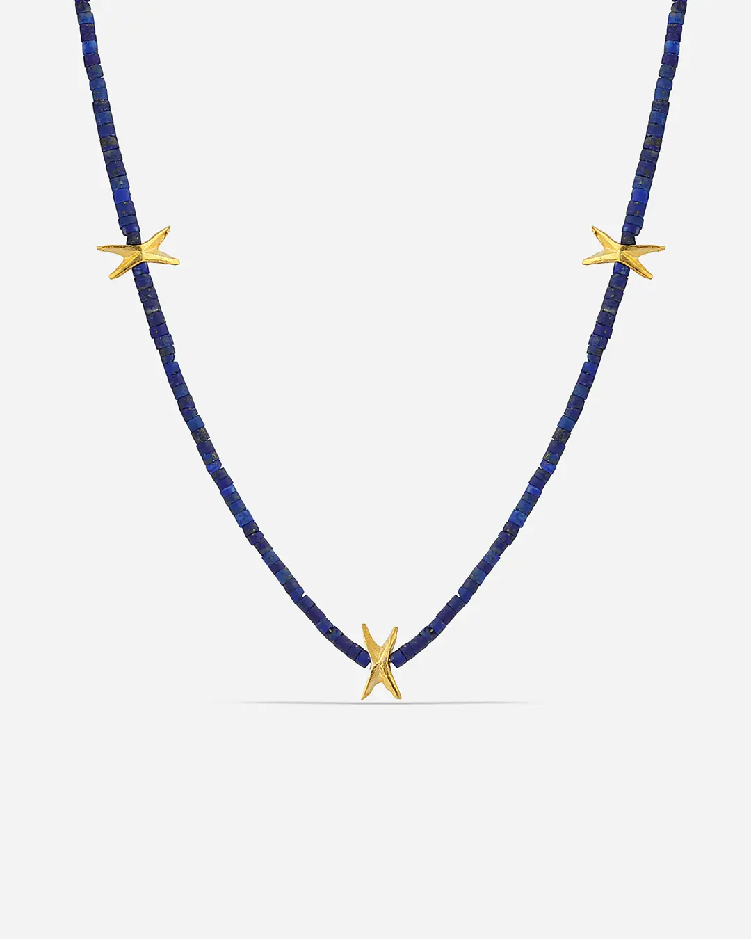 Lapis Colored Stone-set Silver Dizi Necklace