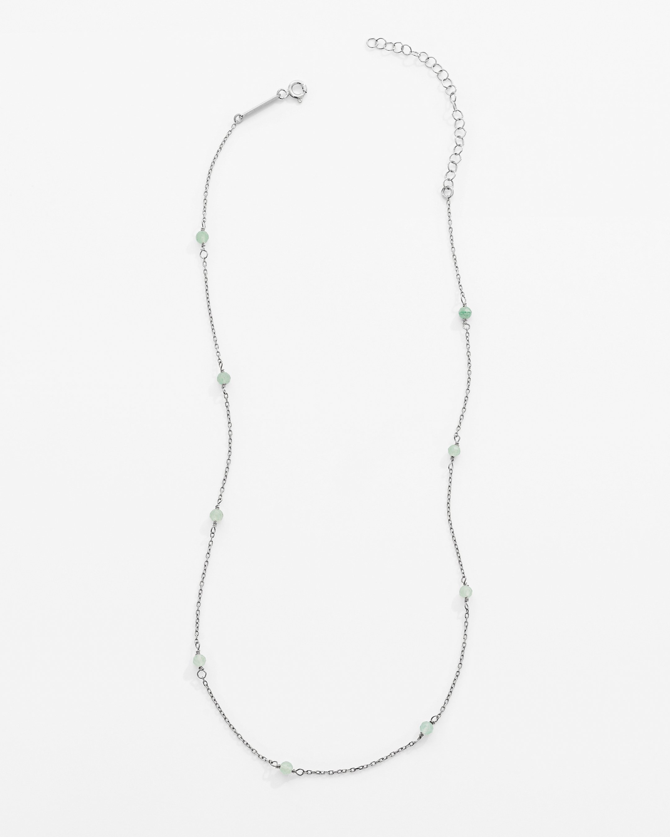 2.2 Carat Aventurine Stone Silver Necklace - White Gold