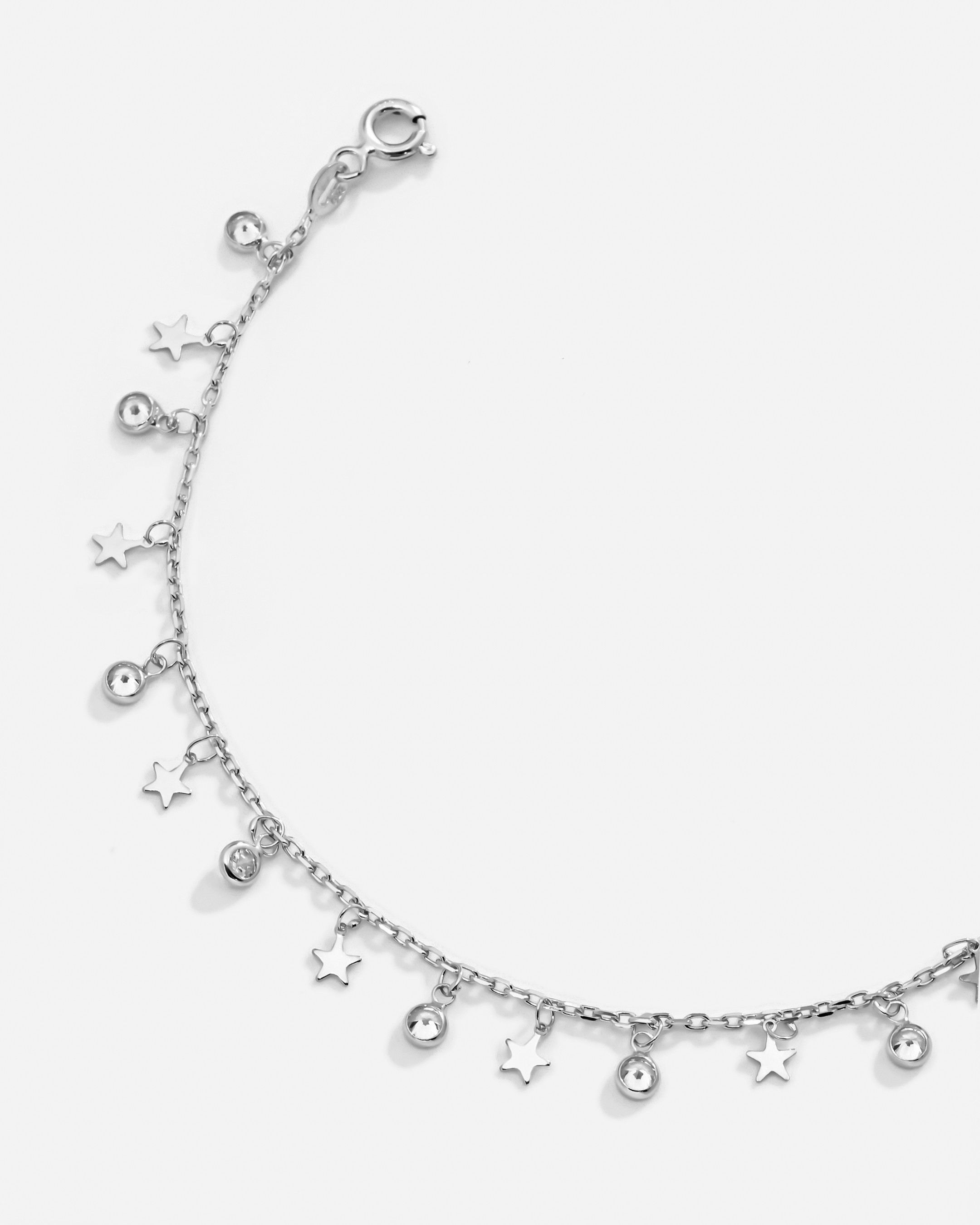 Silver Star Anklet - White Gold