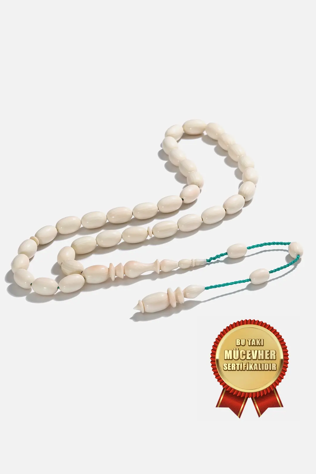 White Galanit Stone-set Elips Prayer Beads