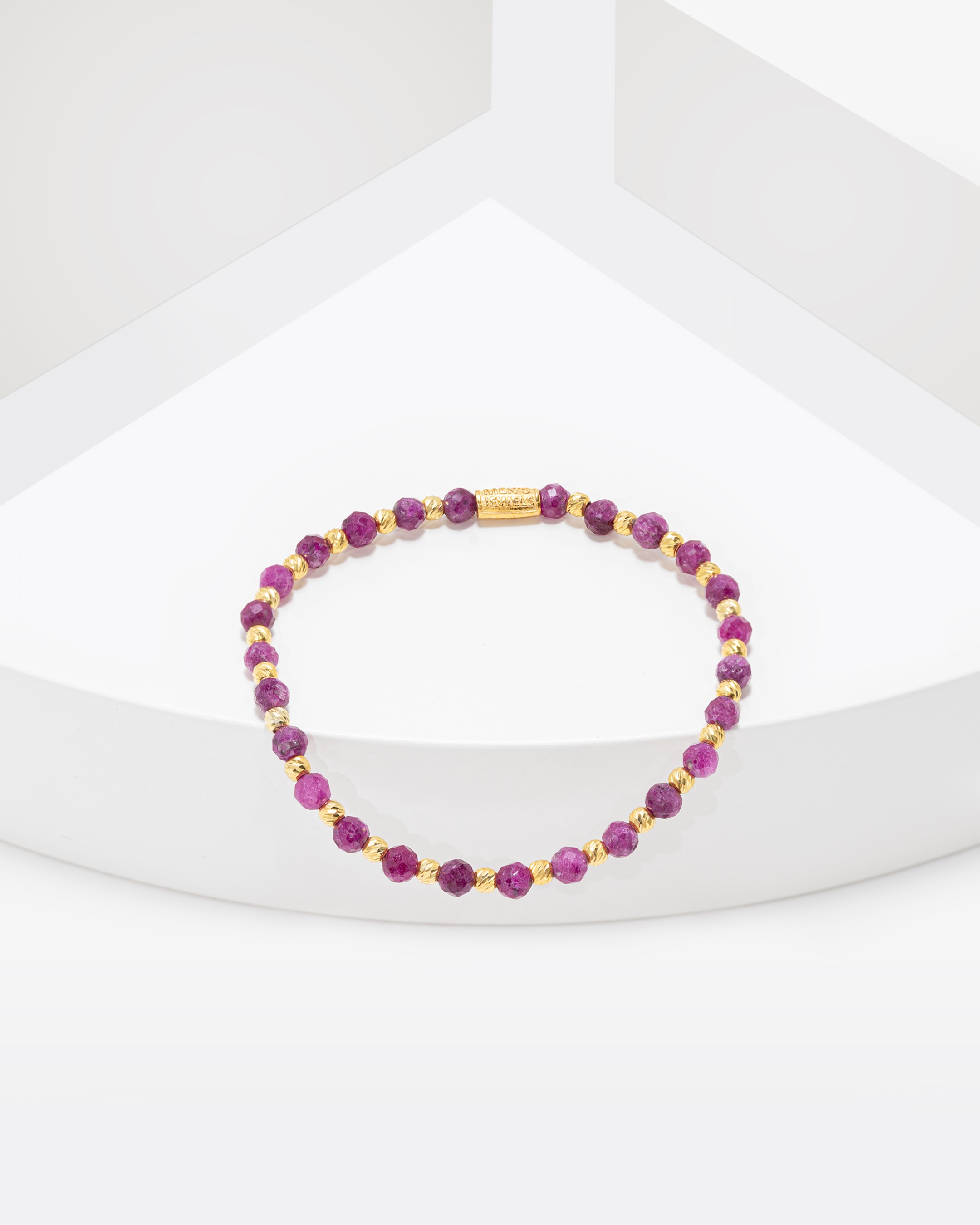 8.4 Carat Sterling Silver Bracelet with Natural Root Ruby - Gold