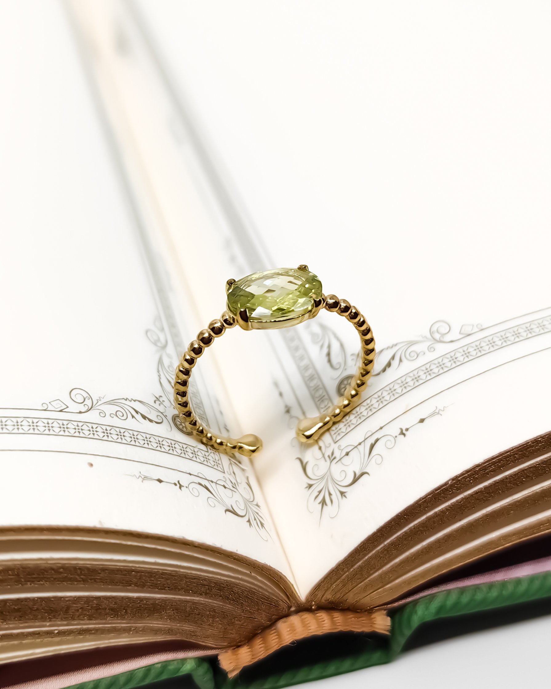 Citrine Stone Silver Ring - Gold