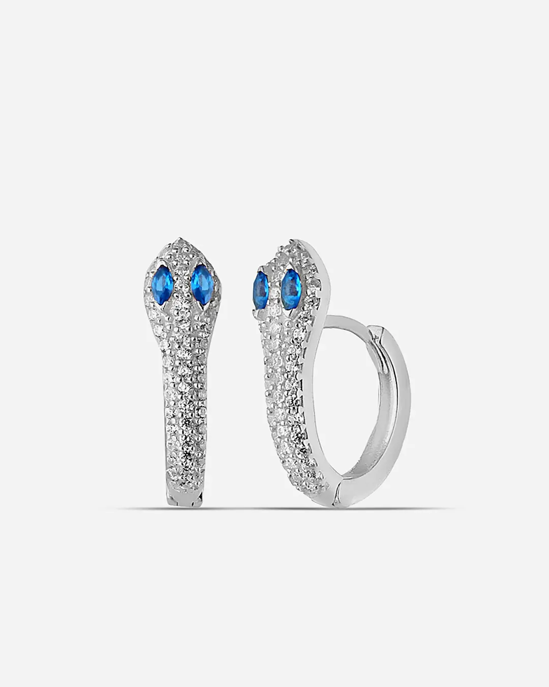 Navy Eye Silver Snake Earrings