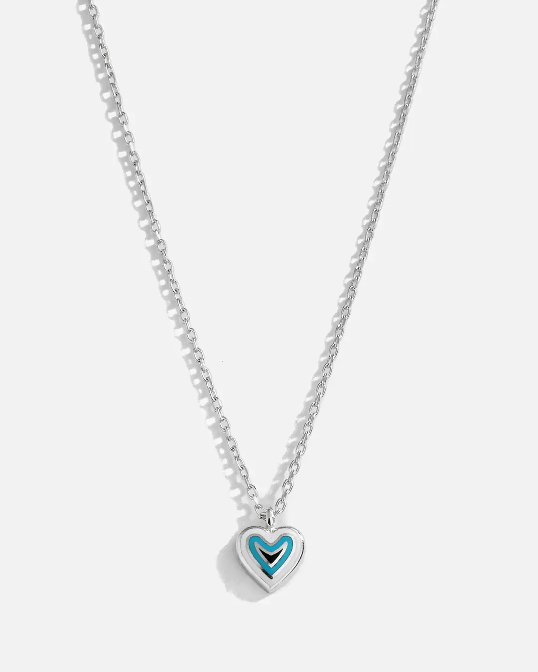 Enamel Heart Silver Necklace