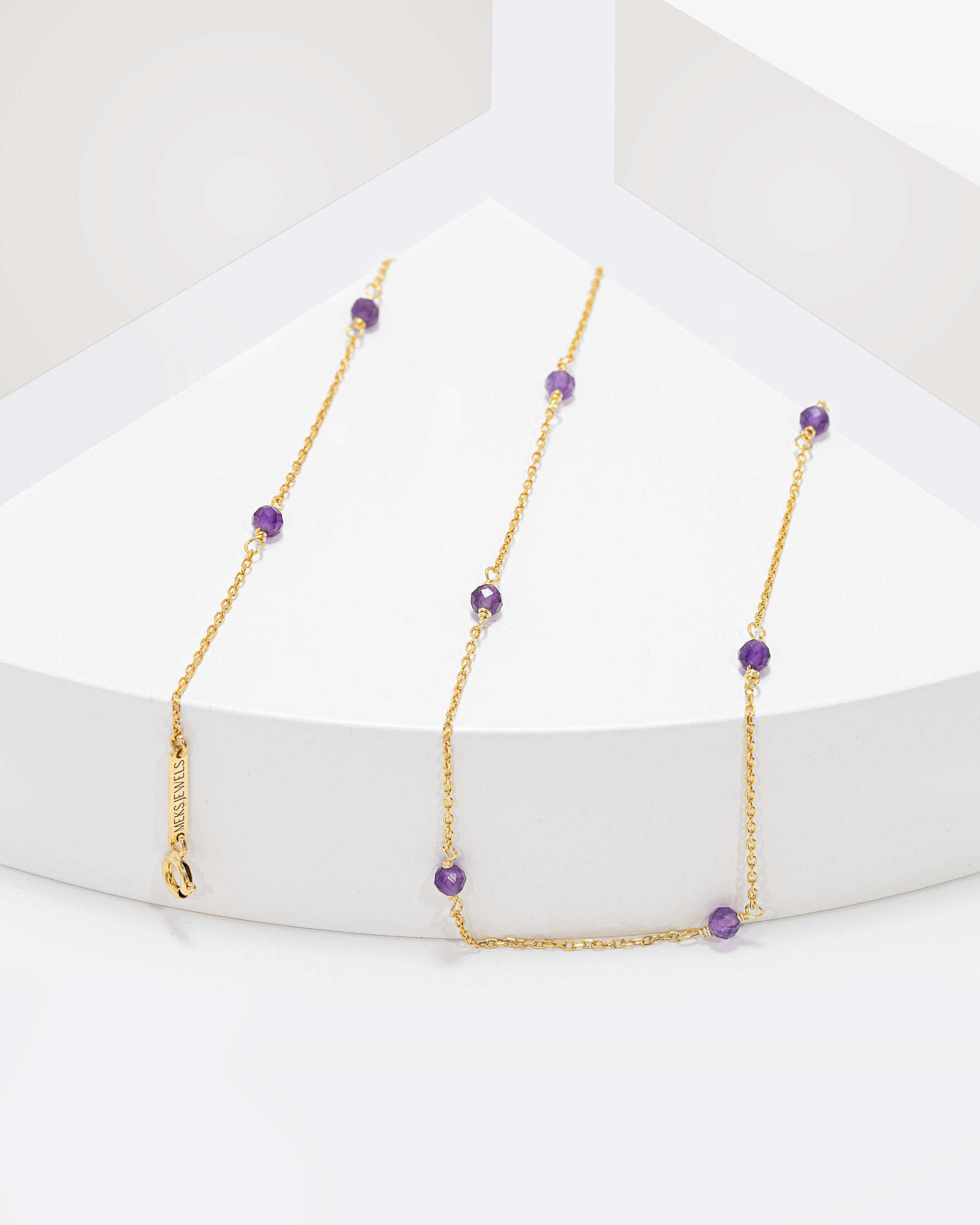 2.1 Carat Amethyst Stone Silver Necklace - Gold