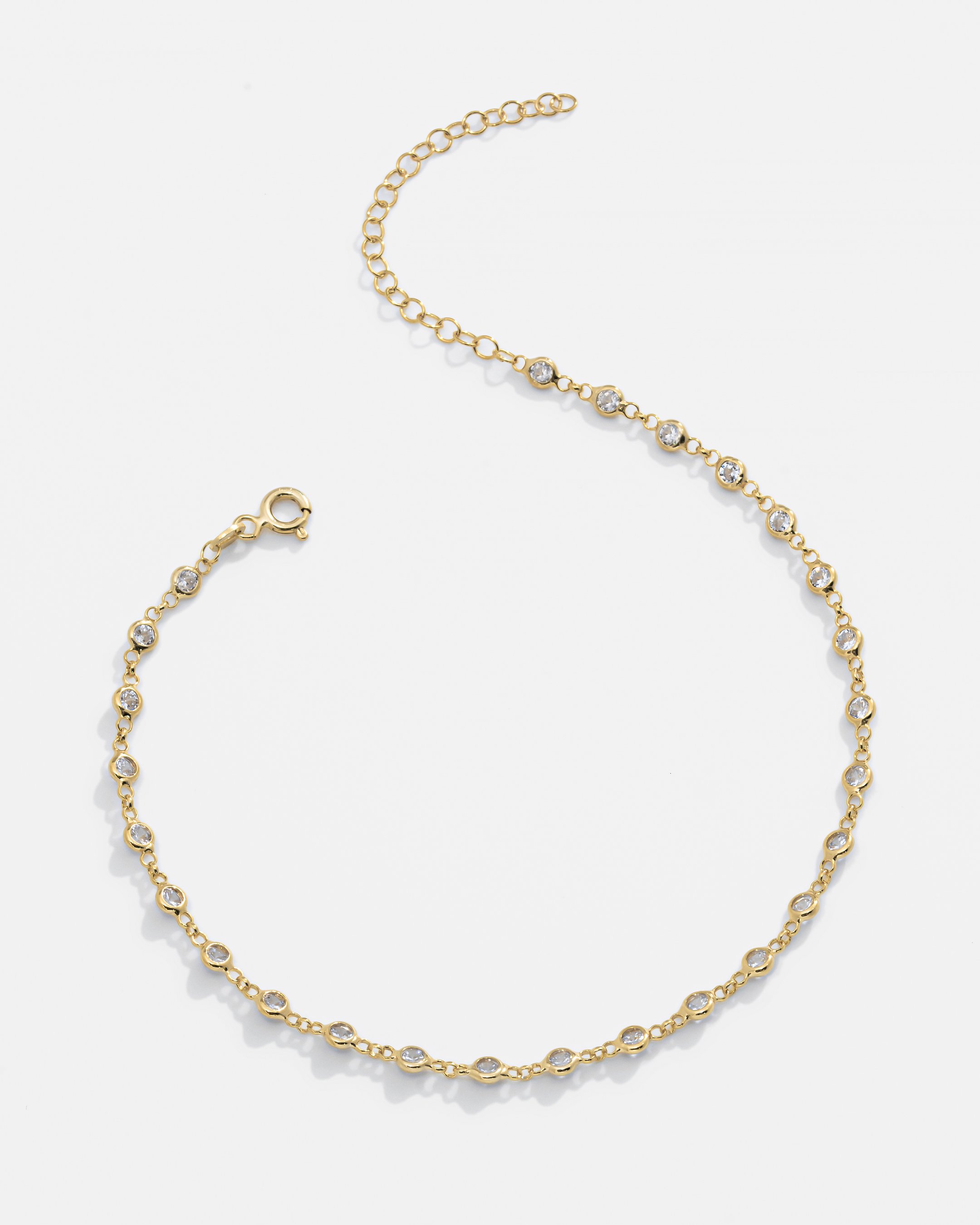 Silver Stoned Anklet - Gold