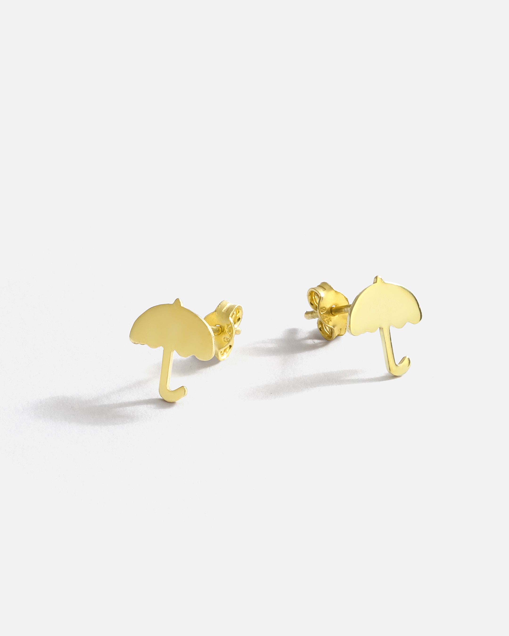 Silver Umbrella Earrings - Gold