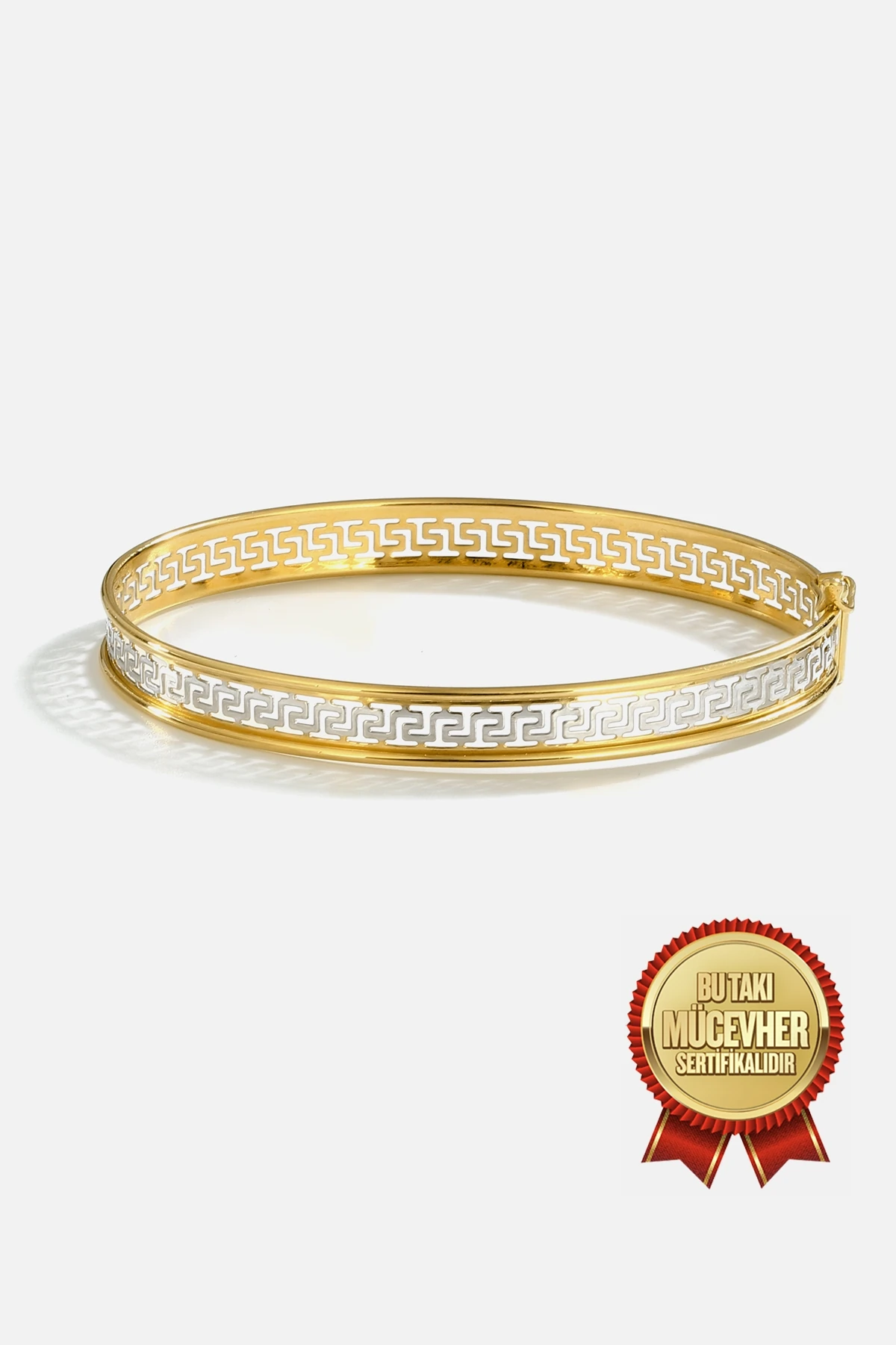 Mikron Altın Kaplama Gümüş Grek Kelepçe