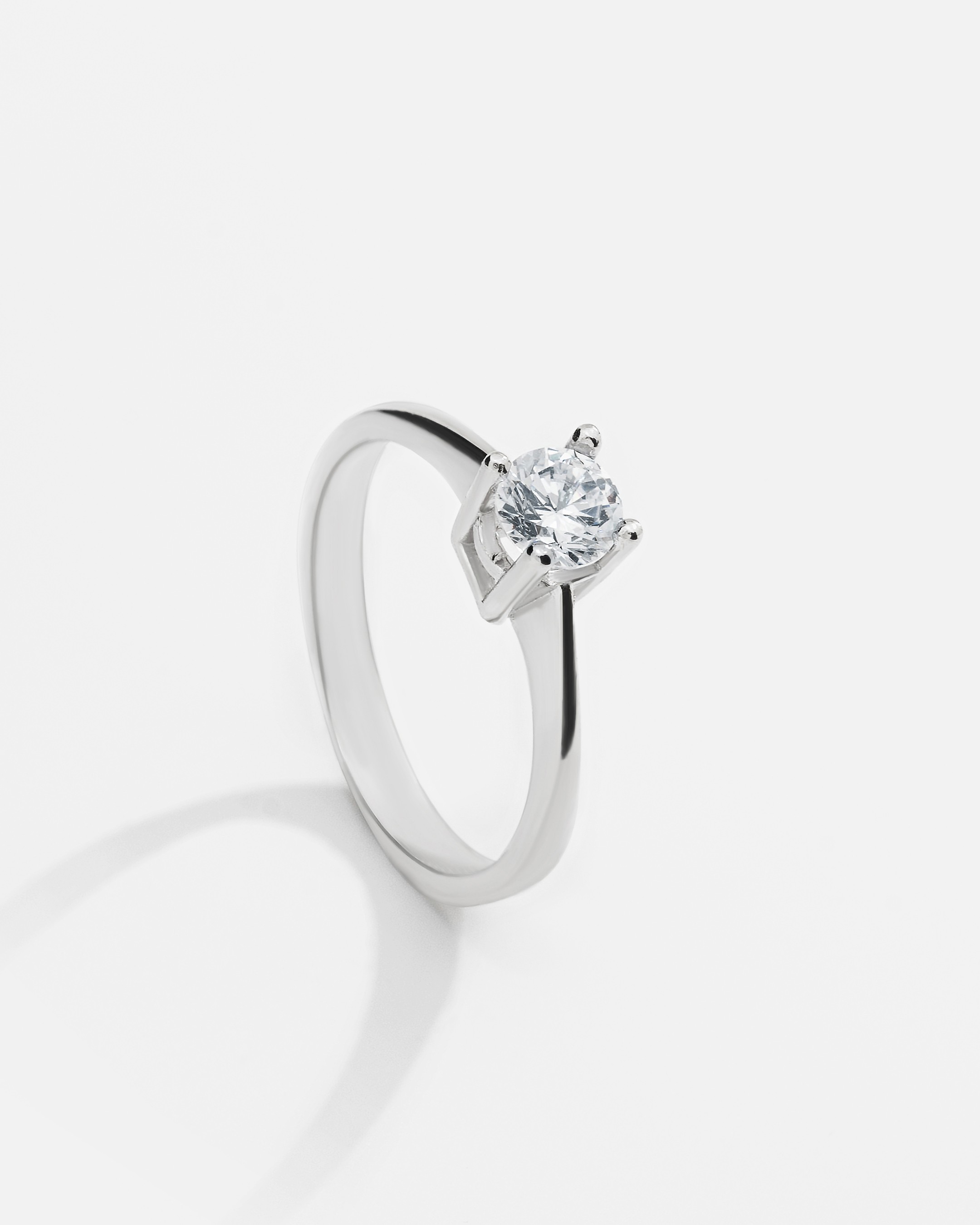 Silver Solitaire Ring - White Gold