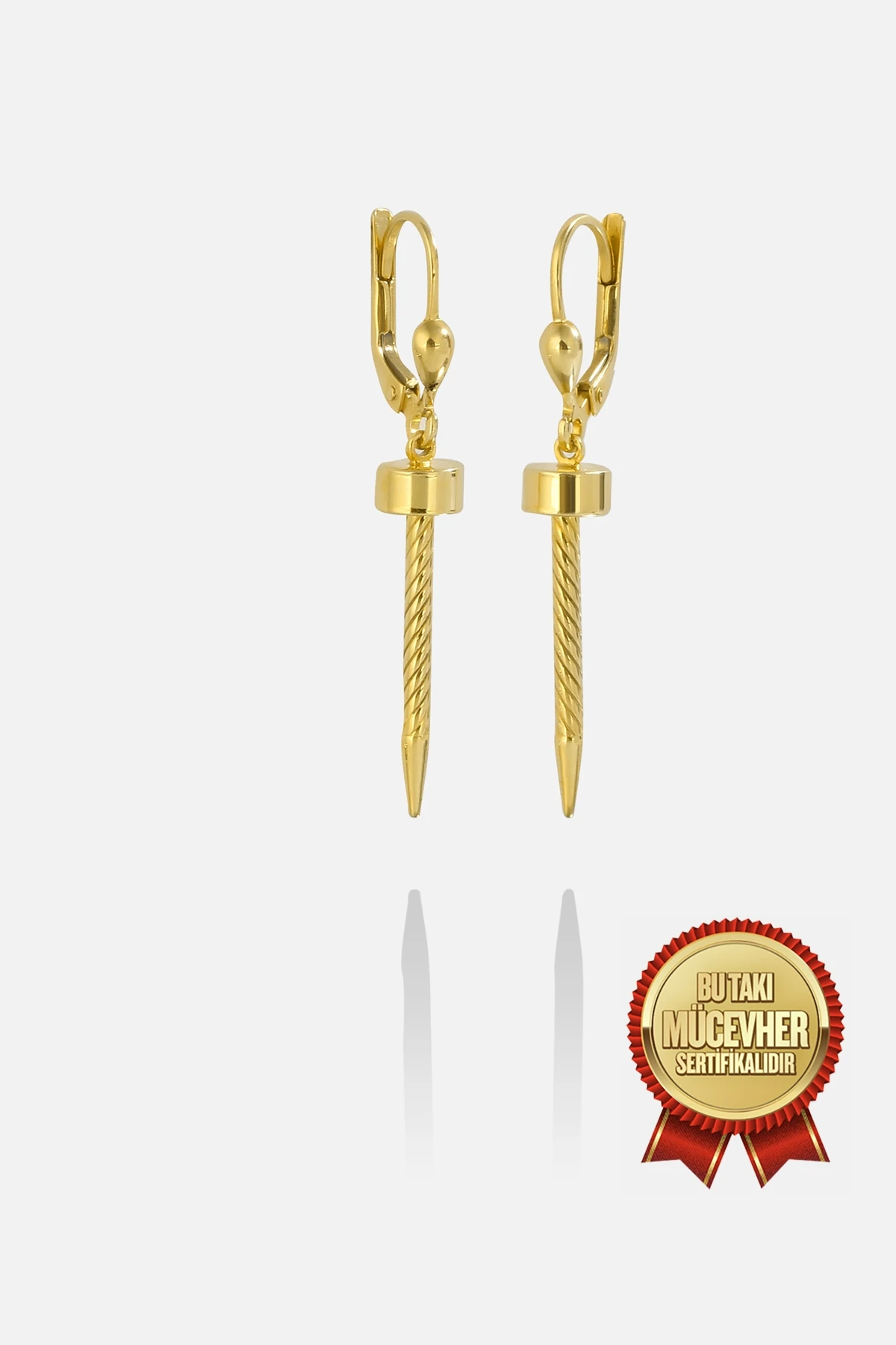 Mikron Altın Kaplama Gümüş Çivi Küpe