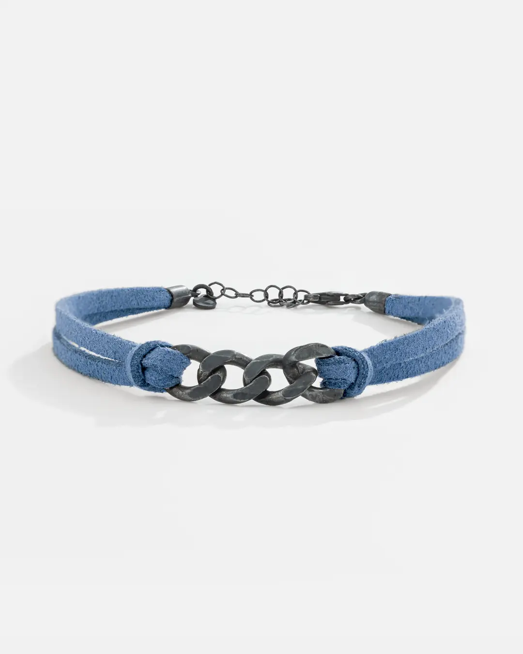 Blue Nubuk Strap Gourmette Bracelet