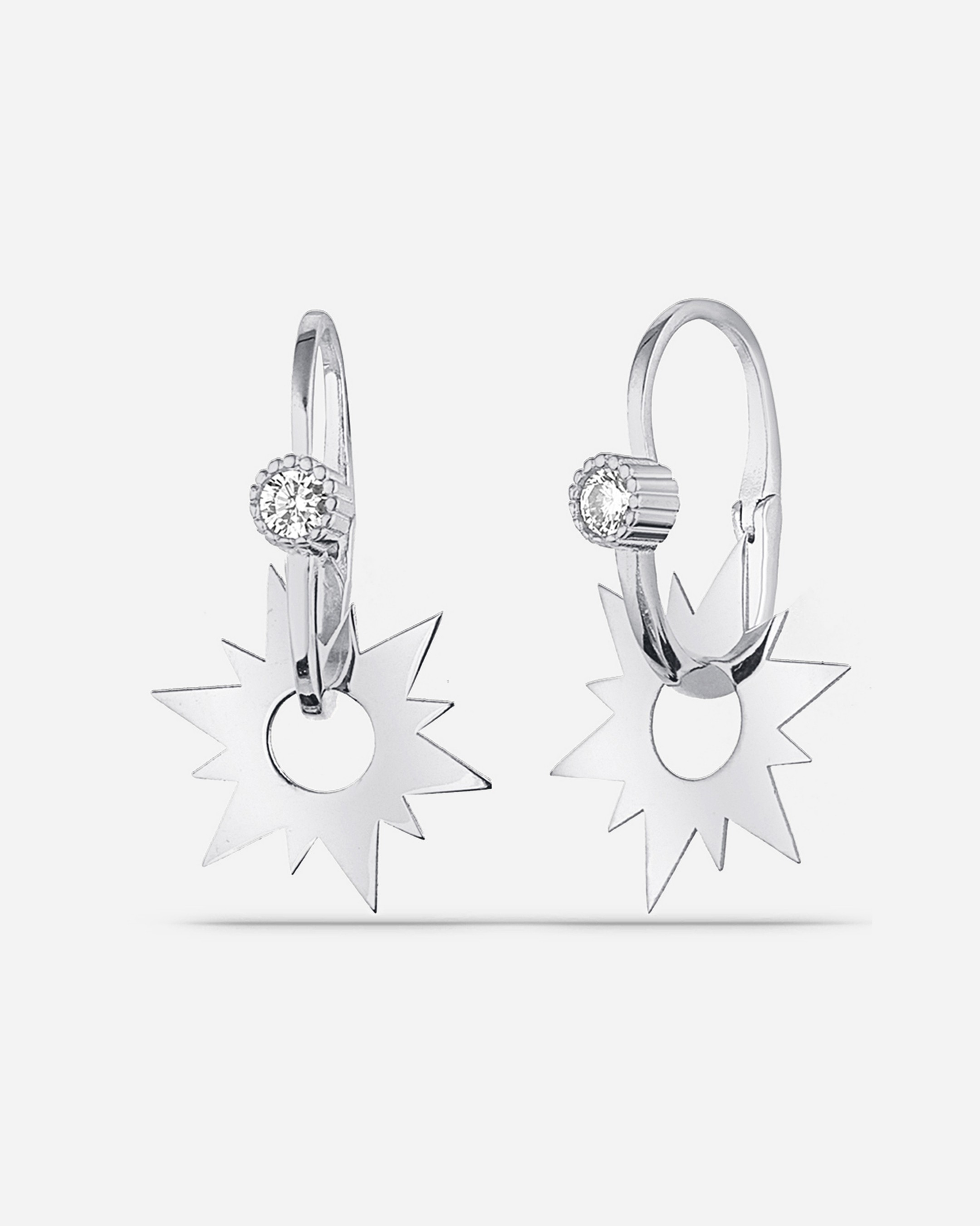 Silver Polar Star Migrant Earrings - White Gold