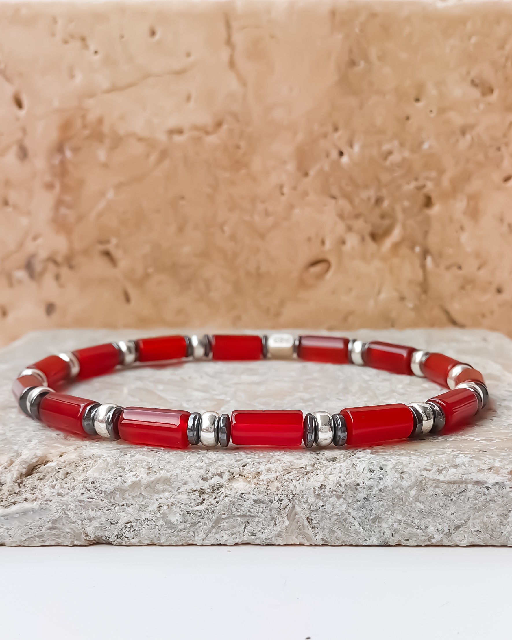 Bracelet en argent pour homme avec pierre Agate