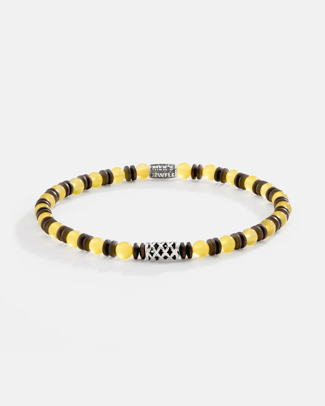 Yellow Agate Stone-set Silver Men's Bracelet