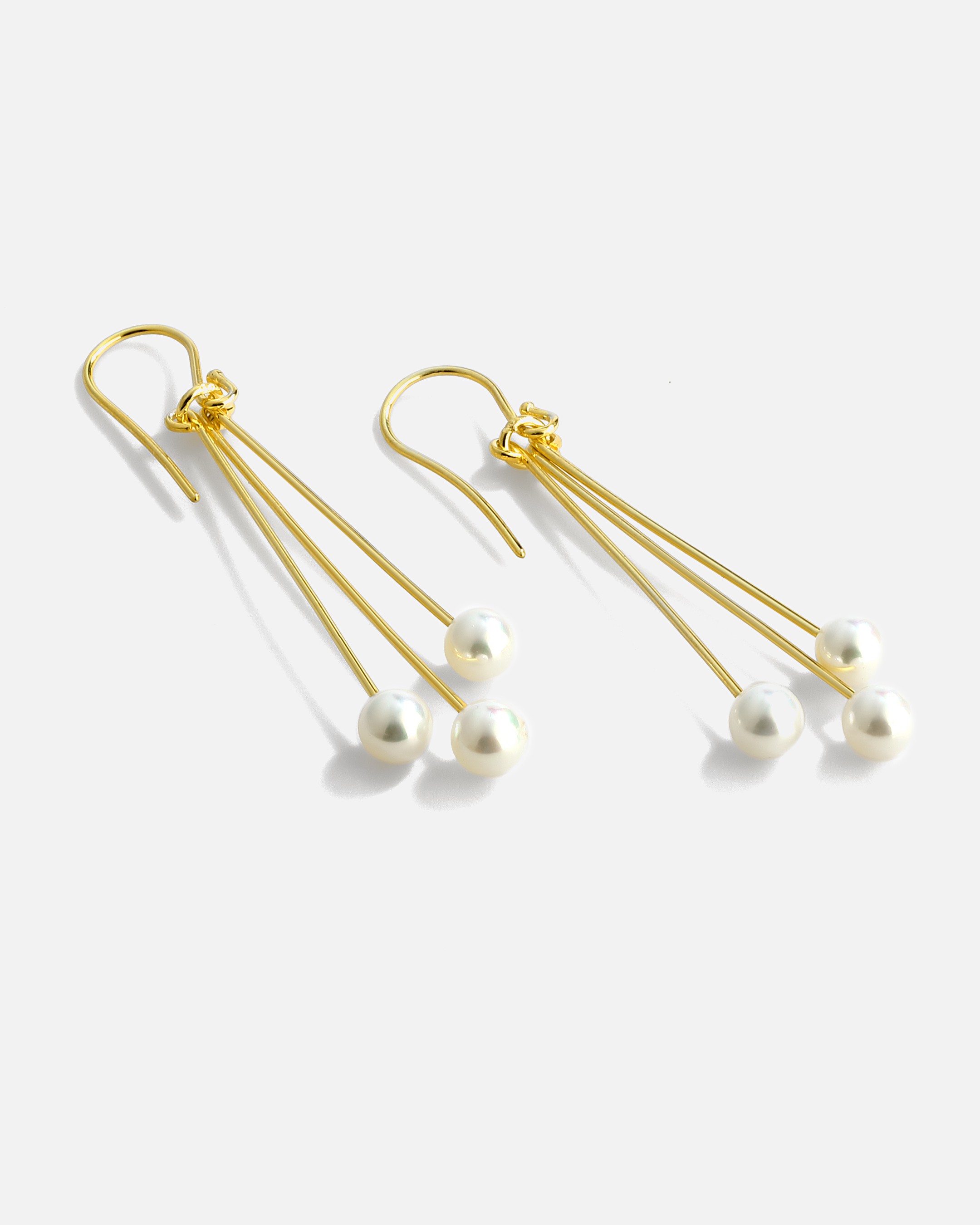 Cluster Pearl Silver Earrings - Gold